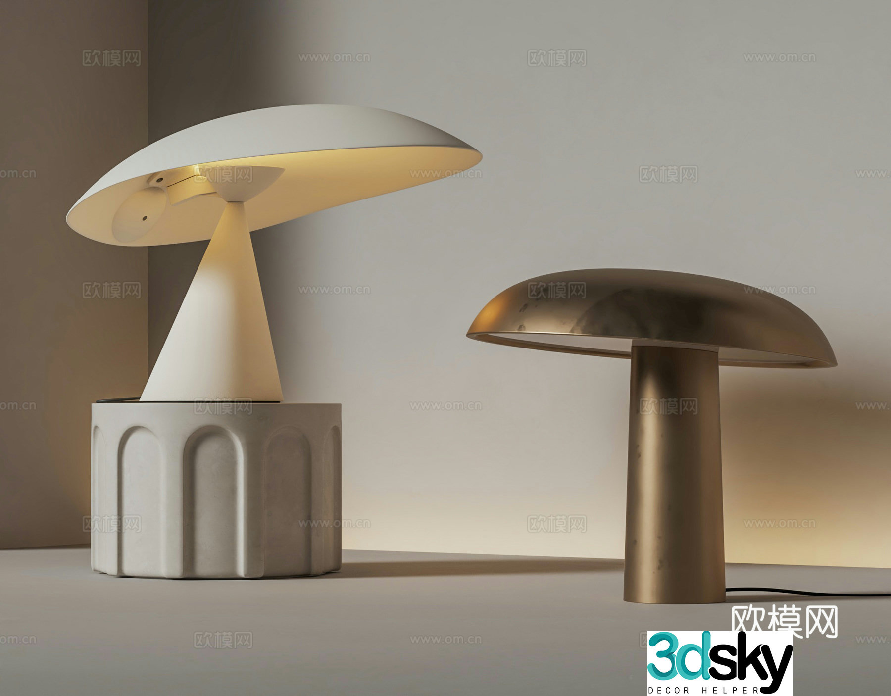 Table lamp combination Minimalist table lamp Metal table lamp 3D model
