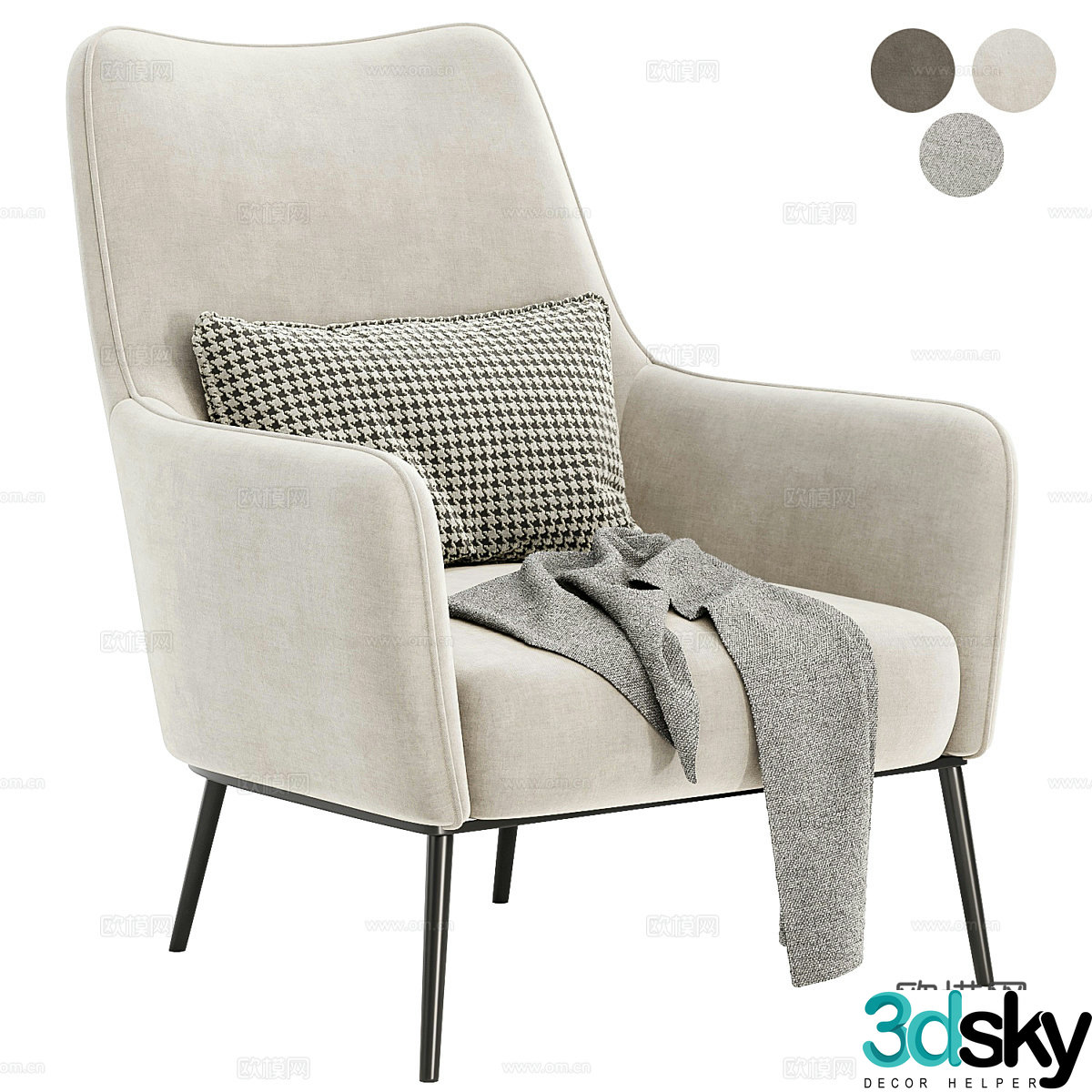 Modern Italian fabric armchair 3d model