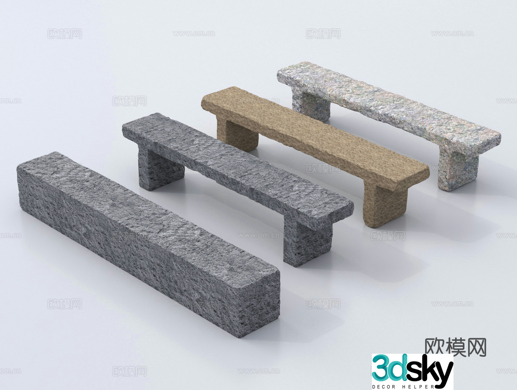Landscape stones, landscape stones, stones, stone benches, stone bars 3D model