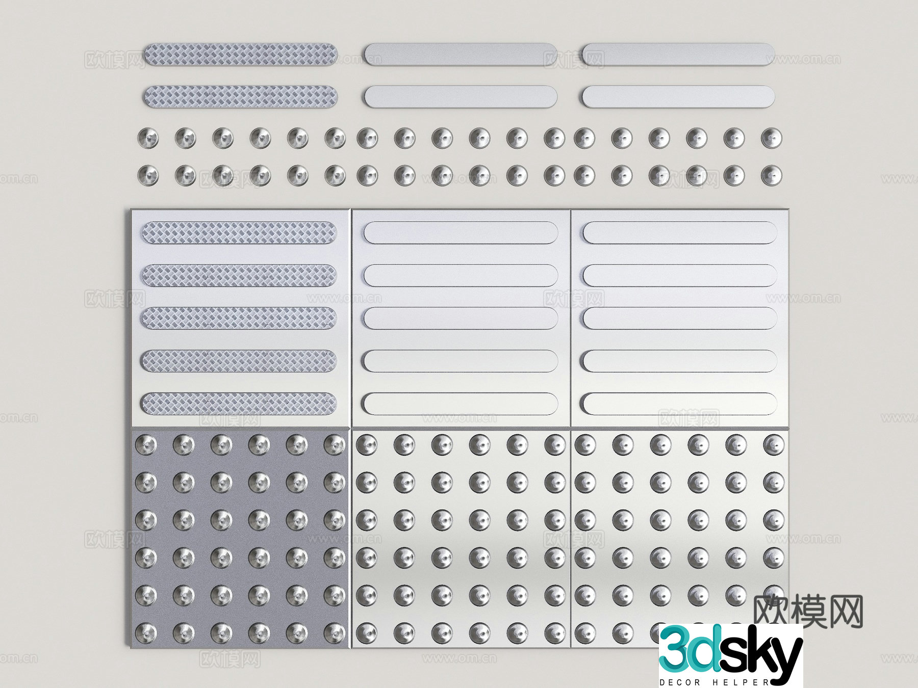 Stainless steel blind path Municipal sidewalk Airport blind path Municipal blind path Blind path 300 stainless 3D model
