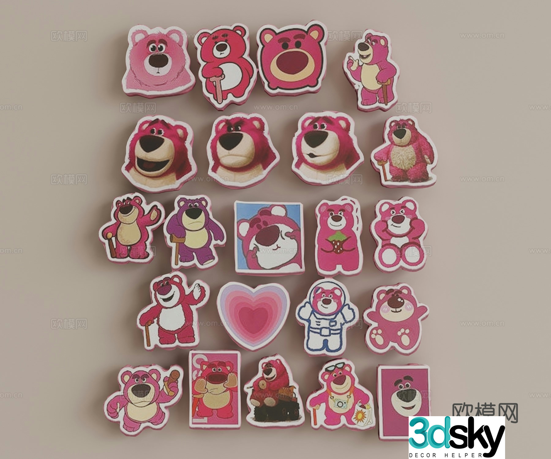 Refrigerator sticker Magnetic refrigerator sticker Cartoon refrigerator sticker 3D model