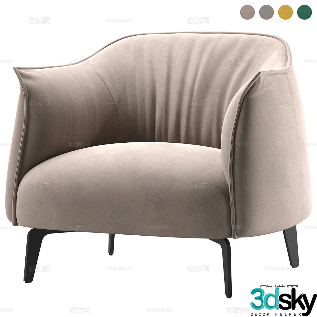 Modern Italian fabric armchair 3d model