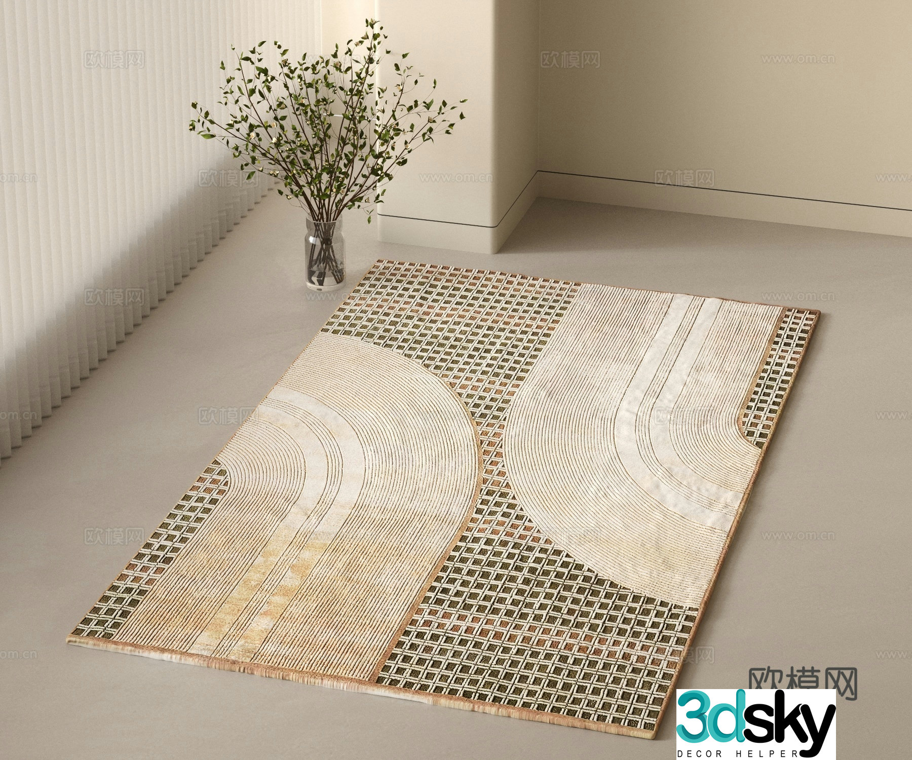 Modern carpet Striped carpet Abstract carpet Square carpet Living room carpet Bedroom carpet 3d model