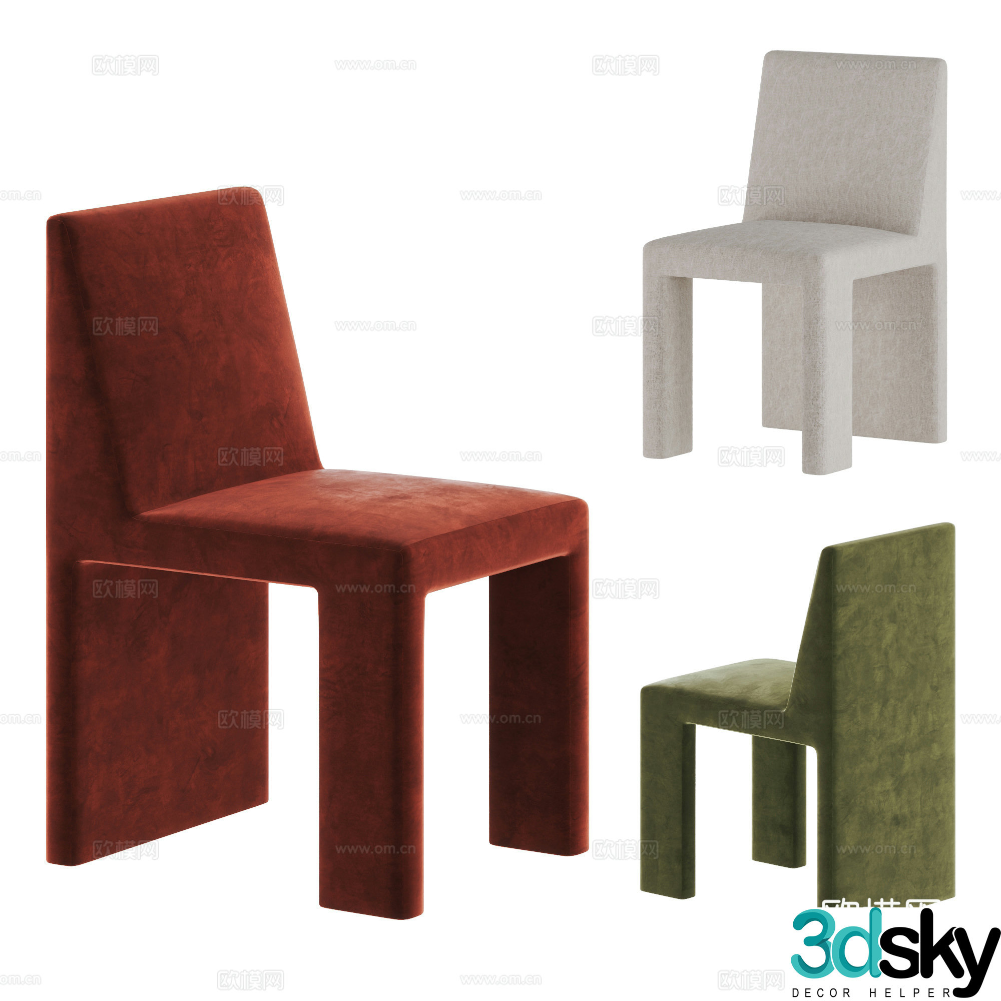 cassina modern dining chair casual chair fabric single chair 3d model