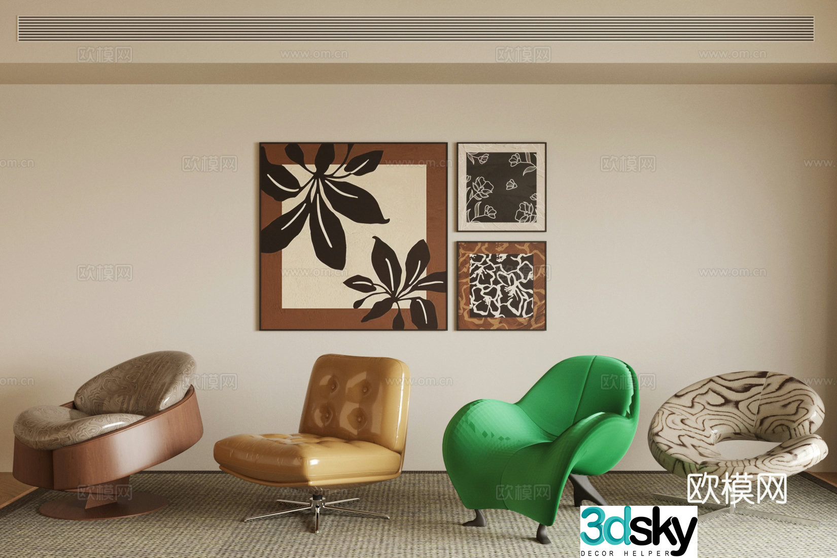 Medium style leisure chair retro style sofa chair single chair study leisure chair living room sofa chair 3d model