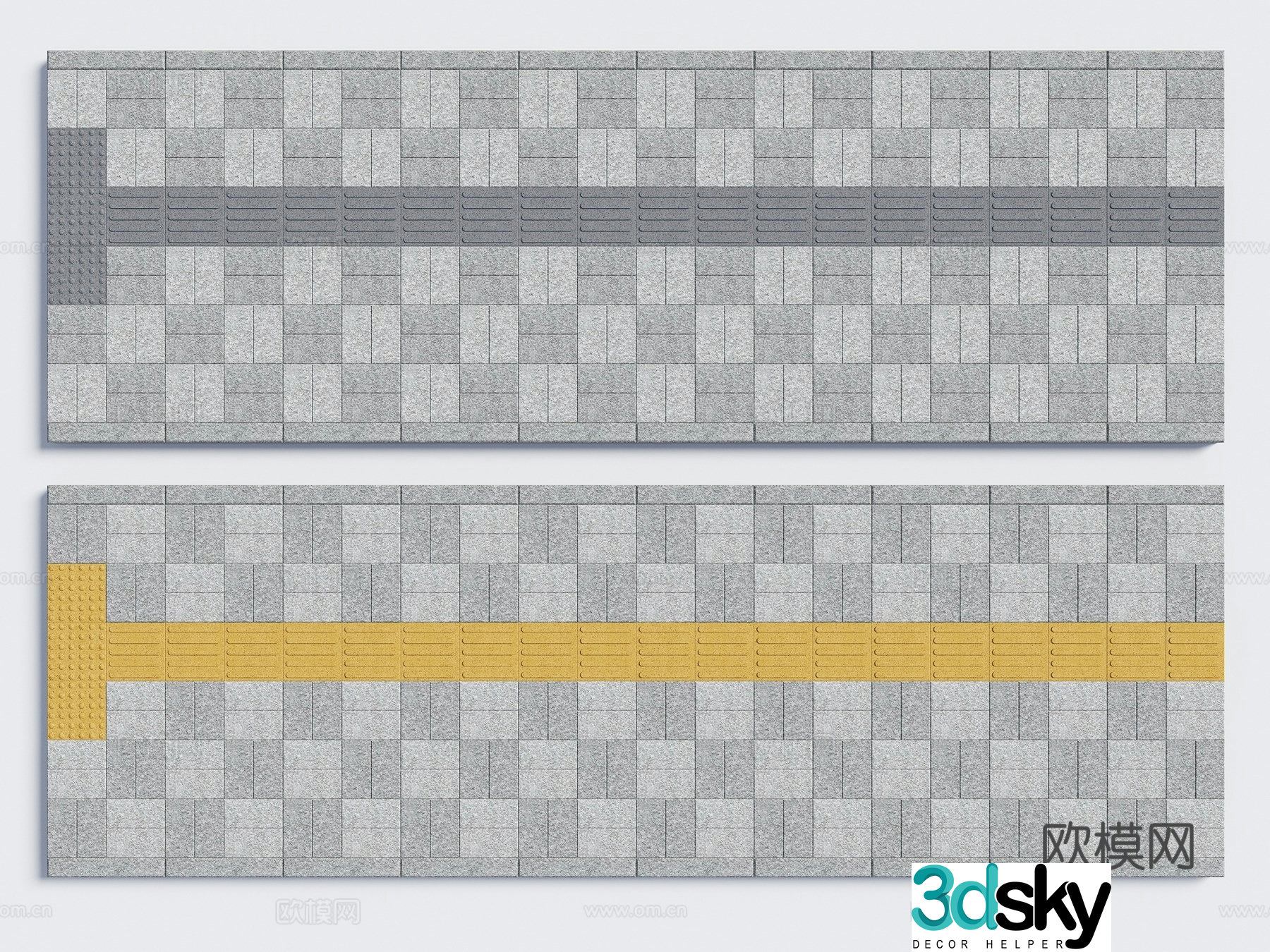 Municipal sidewalk gray permeable bricks Municipal blind road blind road 300 blind road bricks permeable bricks 3D model