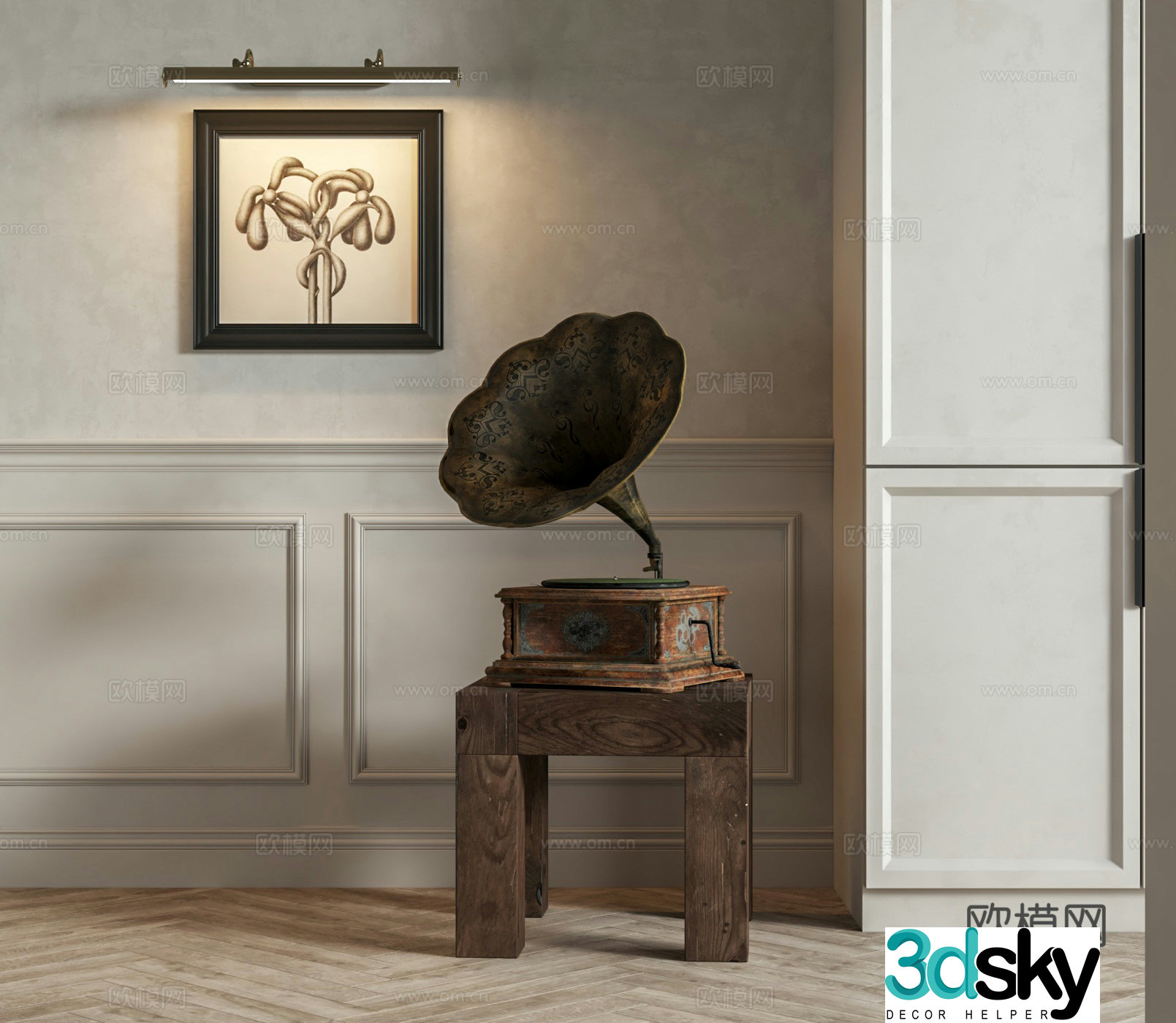 Medieval gramophone decorative painting 3d model