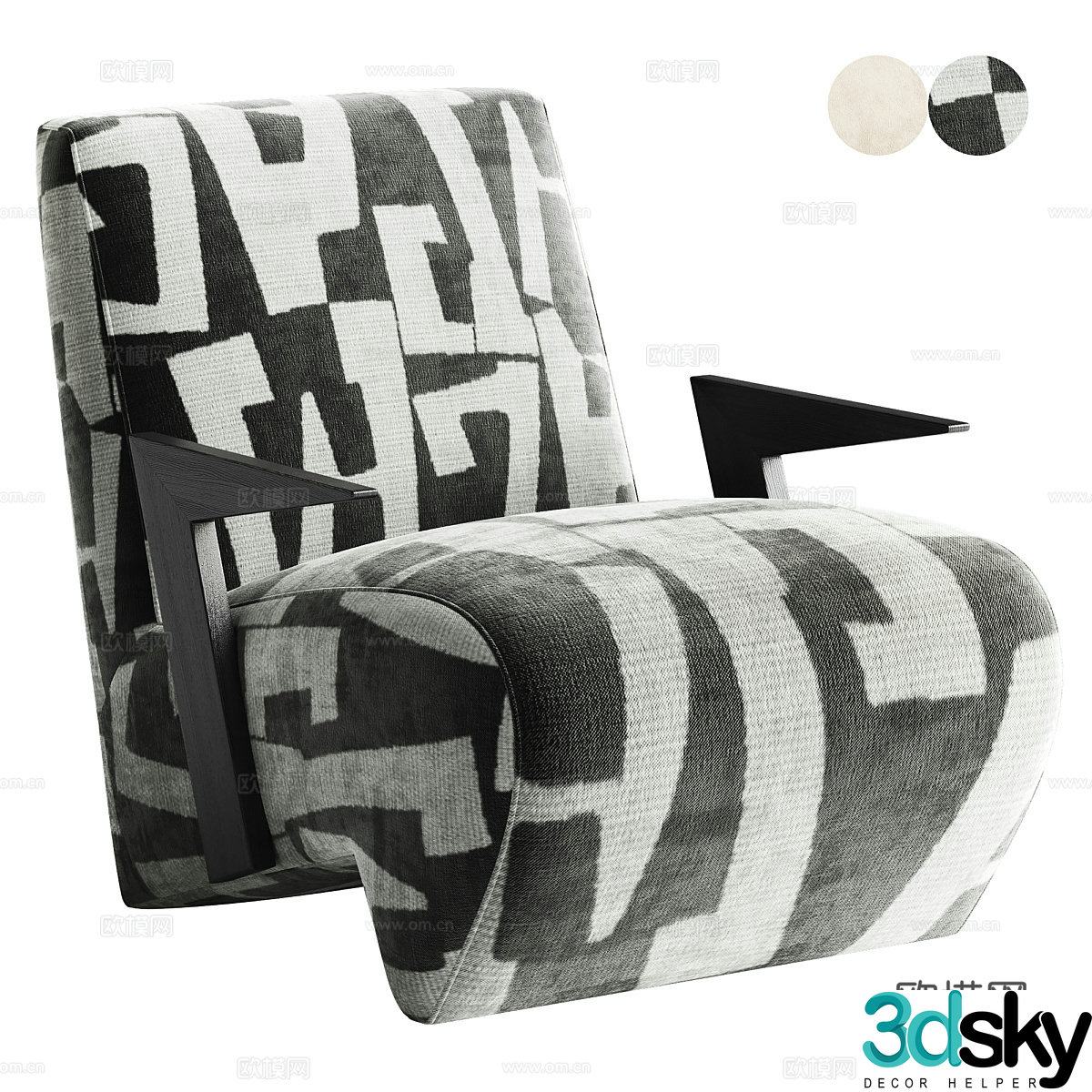 Modern Italian Conte fabric armchair 3d model