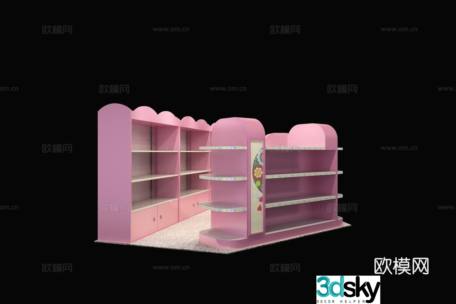 Shopping mall boutique jewelry store modern commodity display cabinet shelves 3d model