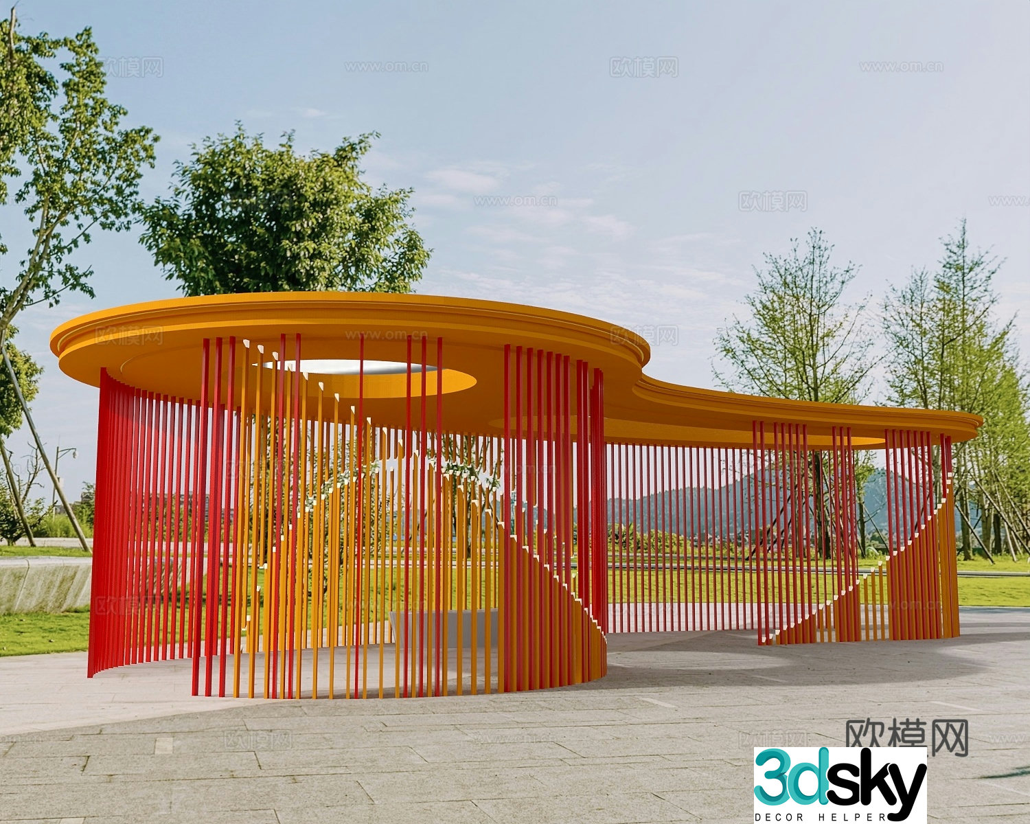 Public chair Park chair Park leisure chair Park view 3d model