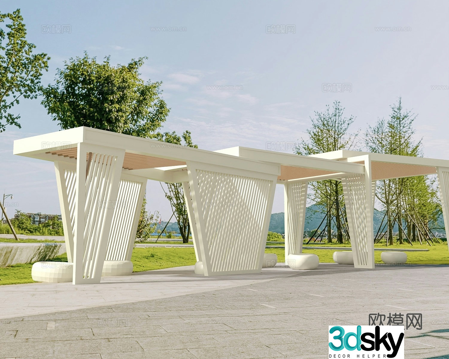 Public chair Park chair Park leisure chair Park view 3d model