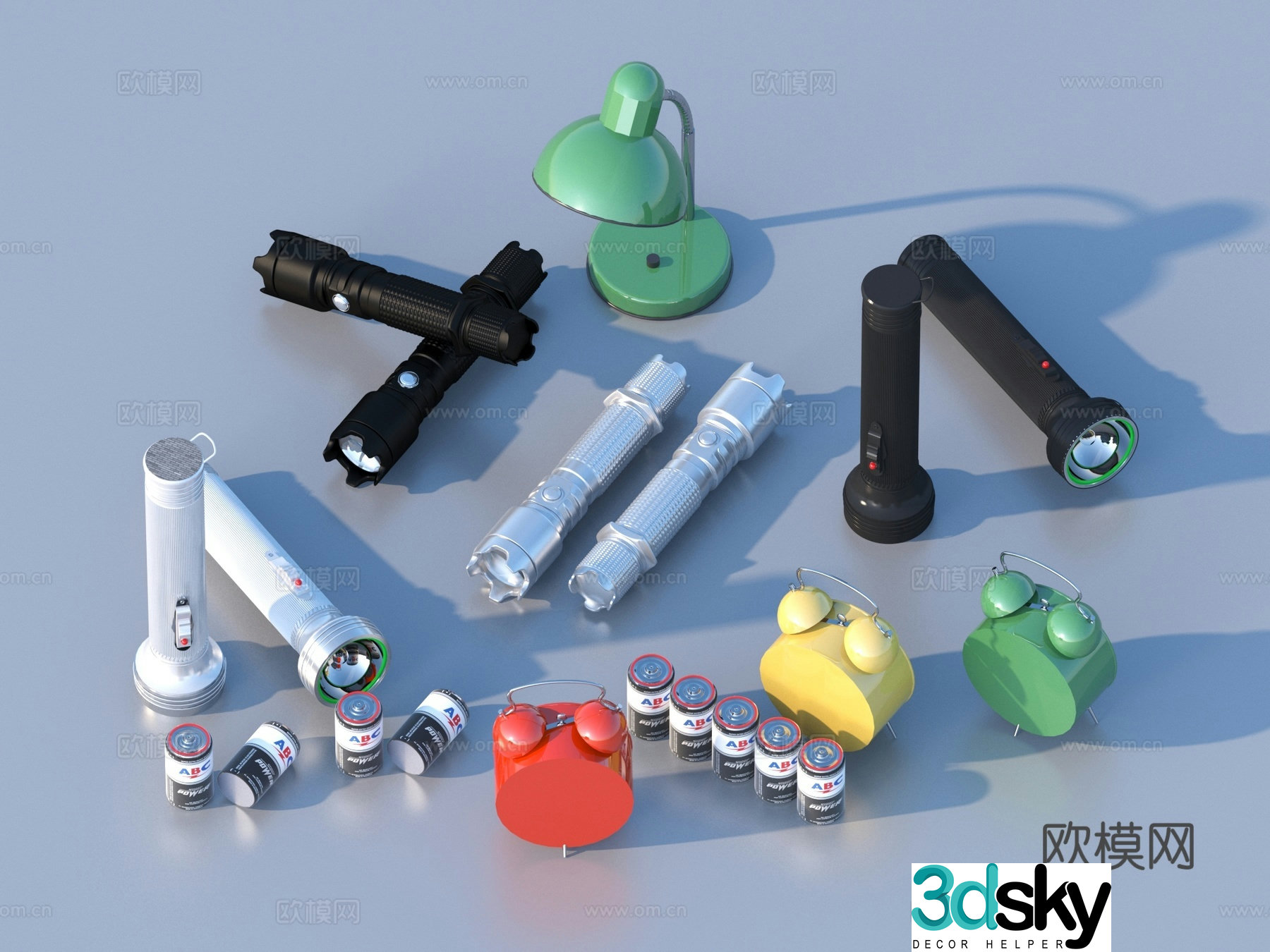 Battery flashlight alarm clock 3d model
