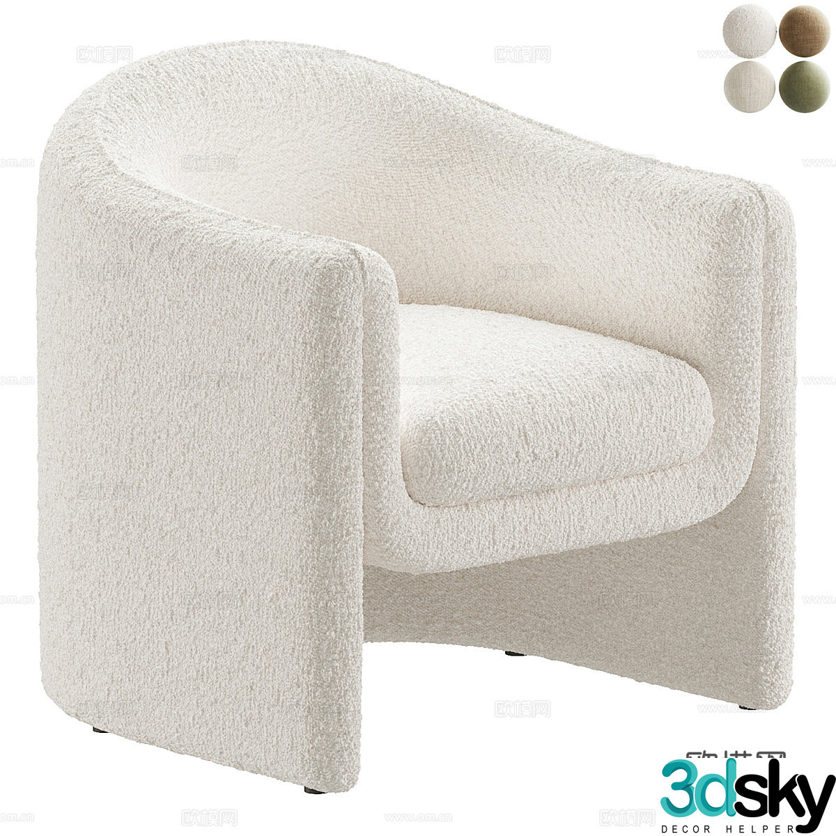 Modern Italian cream style beige Tami fabric armchair 3d model