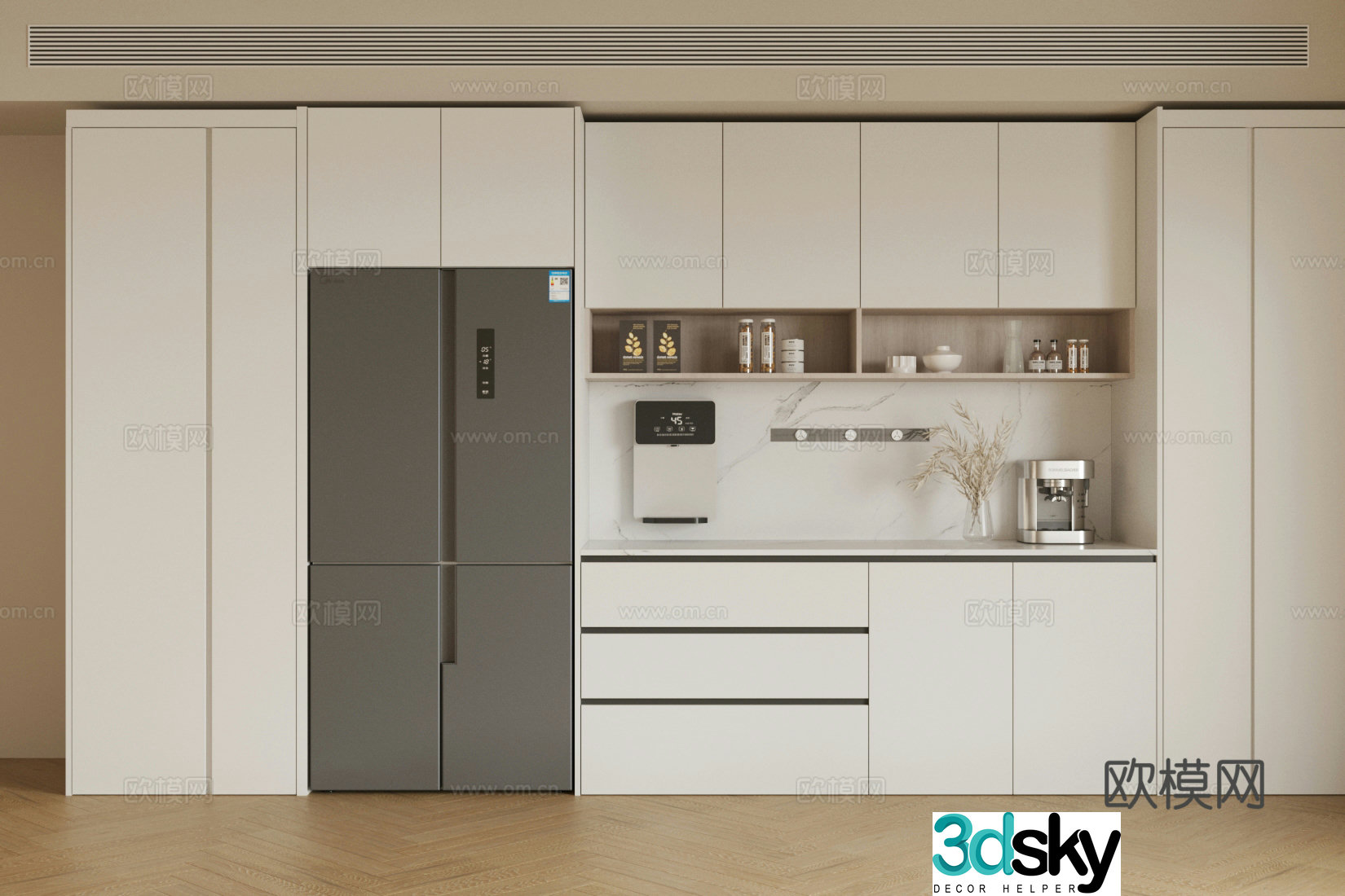 Modern cream sideboard finished sideboard refrigerator sideboard entrance sideboard sideboard sideboard 3D model