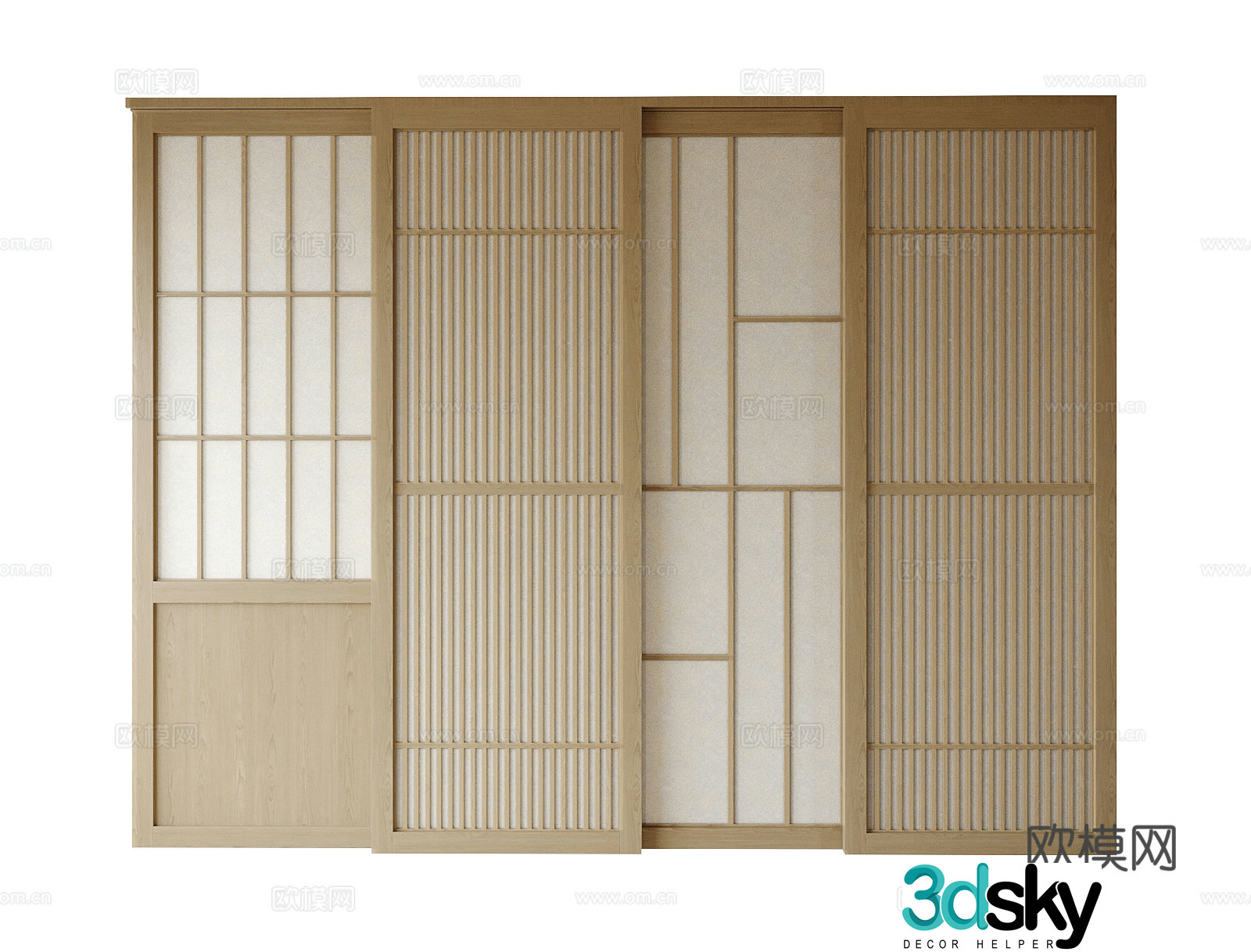 Japanese sliding door 3D model