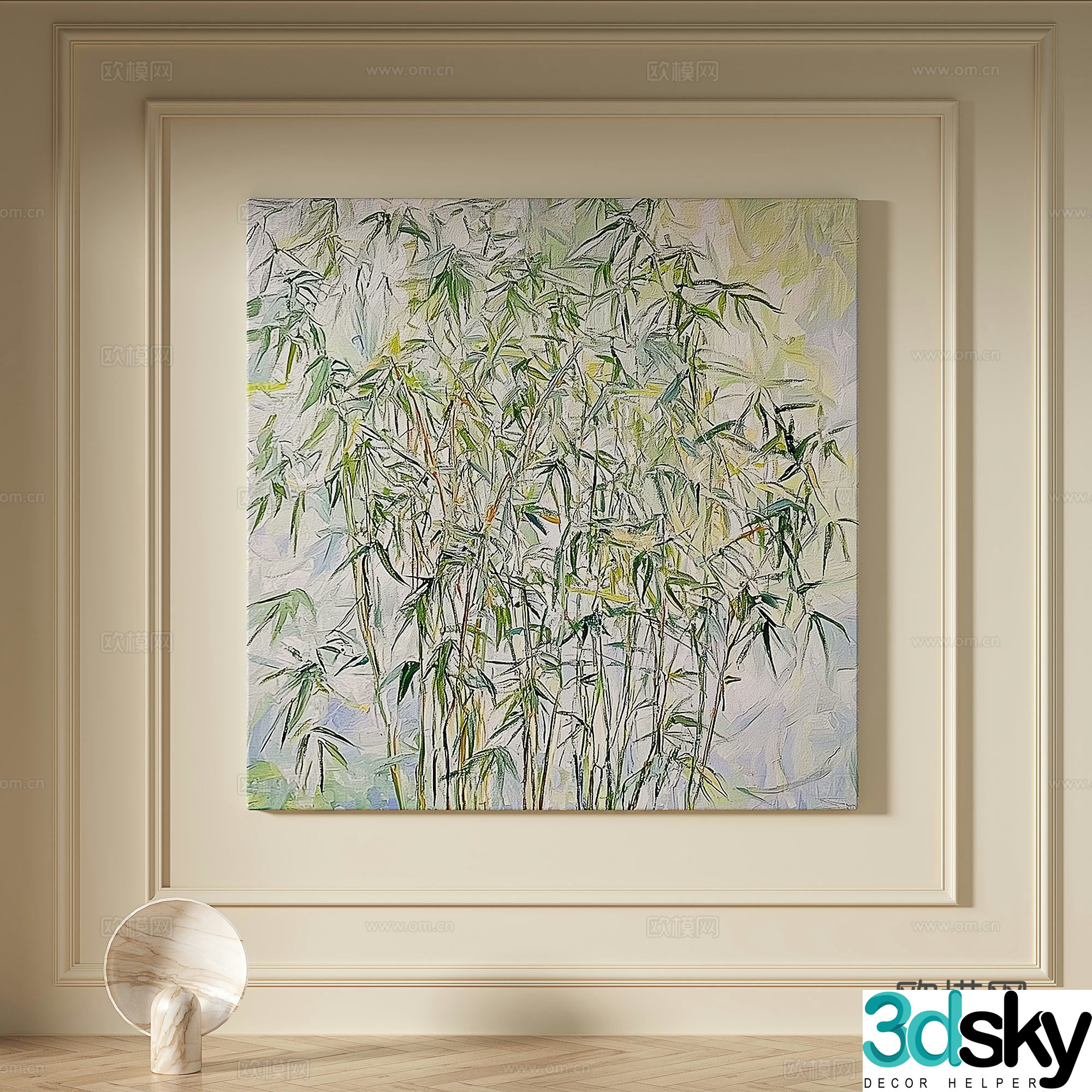 Modern simple texture abstract light luxury wasabi three-dimensional decorative painting 3d model