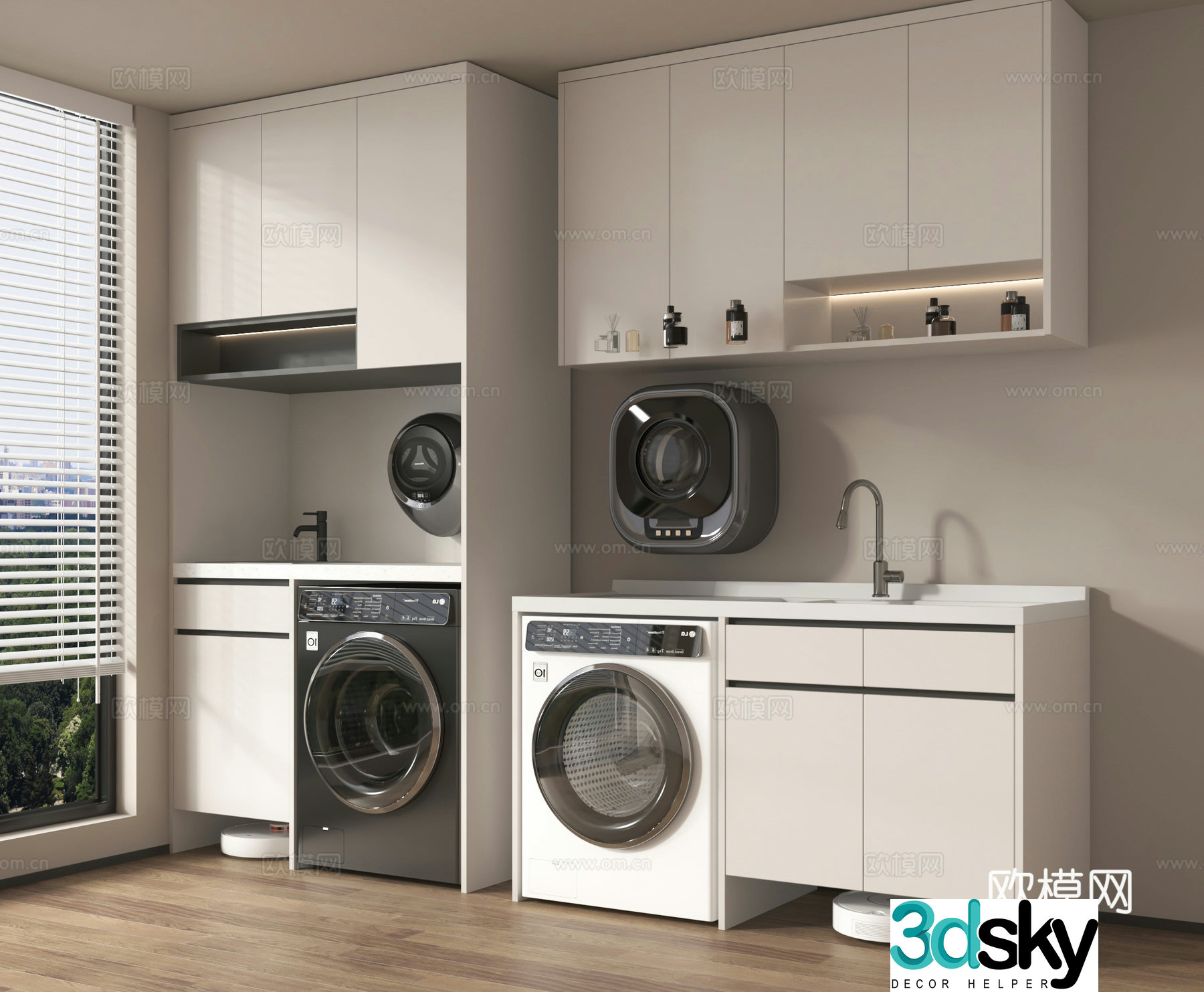 Washing cabinet all-in-one drying machine wall-mounted washing machine sweeping robot 3D model