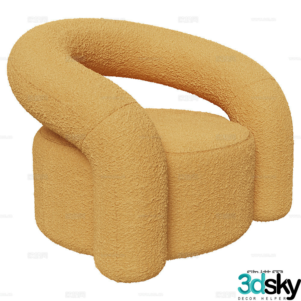 Modern Italian cream style fabric armchair 3d model