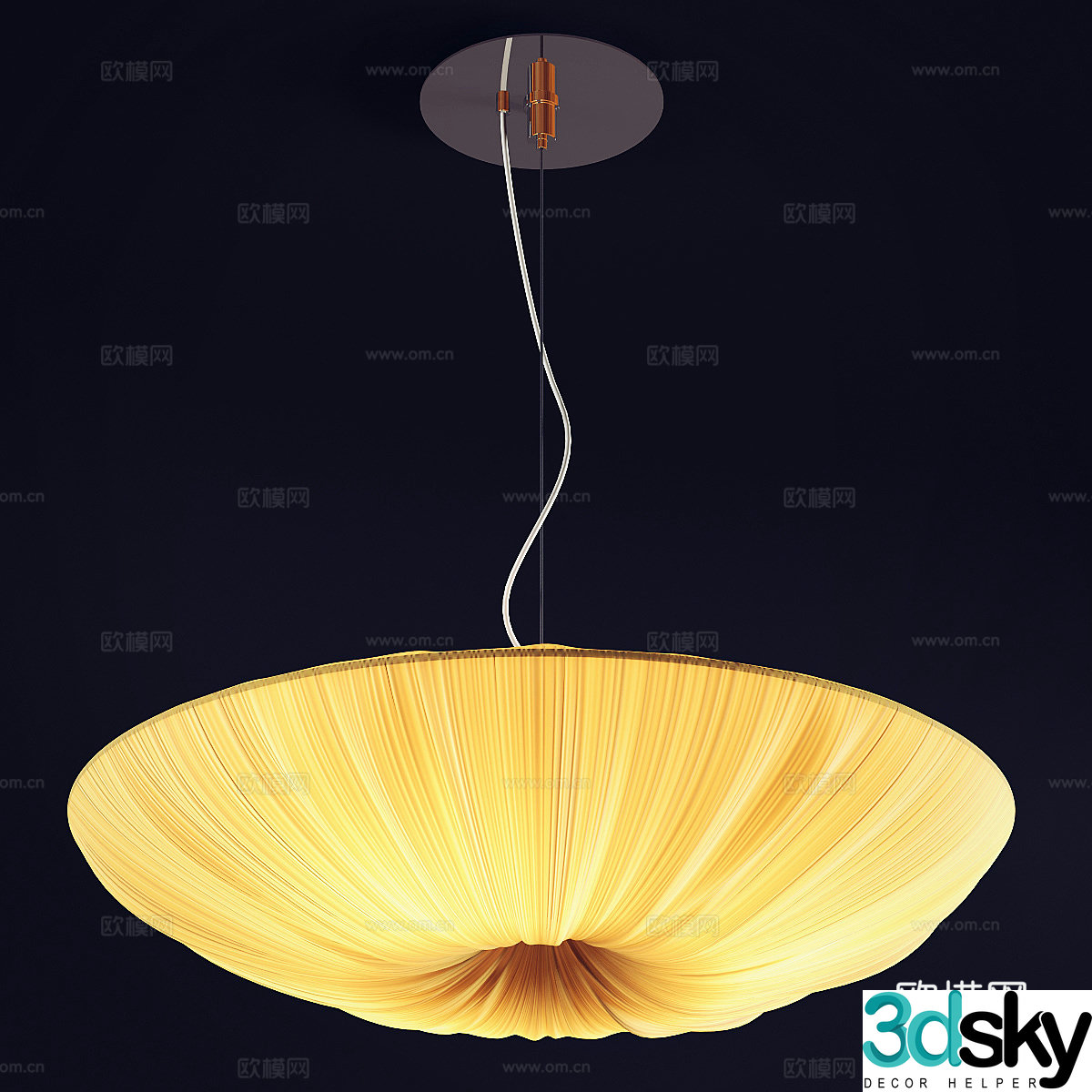 New Chinese style light luxury fabric decorative chandelier 3D model
