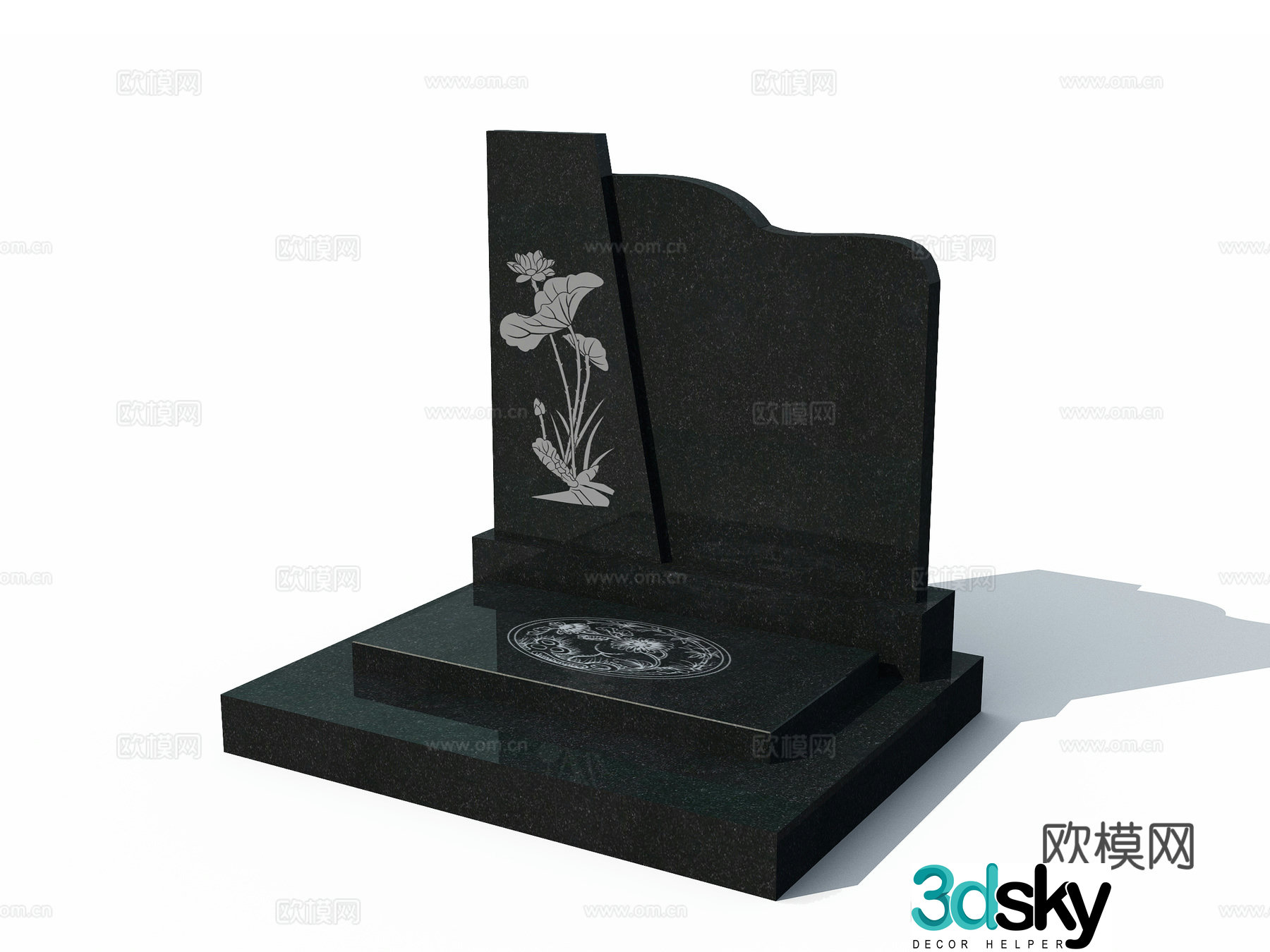 Shanxi Black Stone Cemetery Tombstone 3D Model