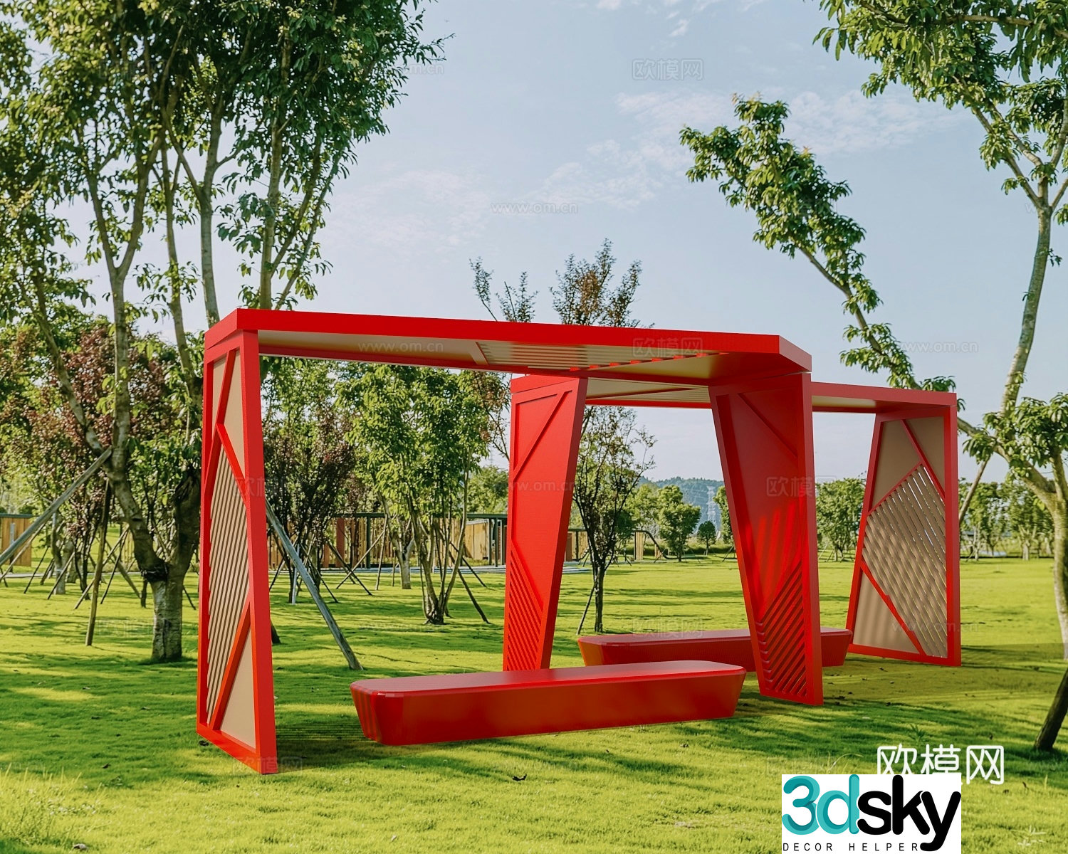 Public chair Park chair Park leisure chair Park view 3d model