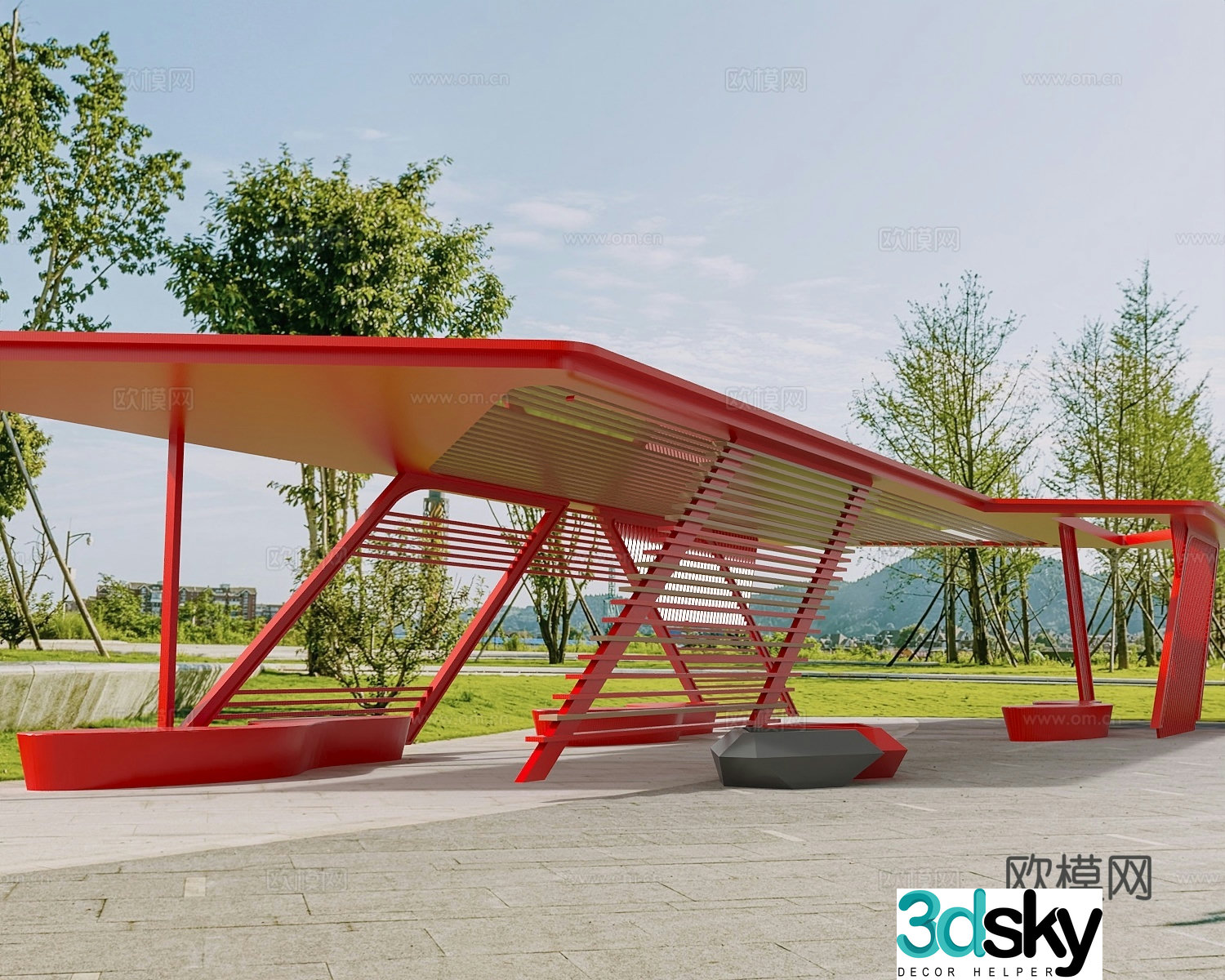 Public chair Park chair Park leisure chair Park view 3d model