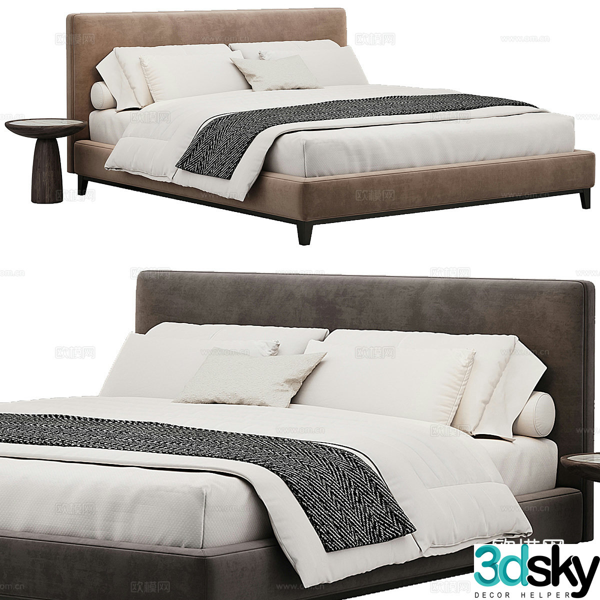 Modern Italian Andersen fabric double bed 3D model