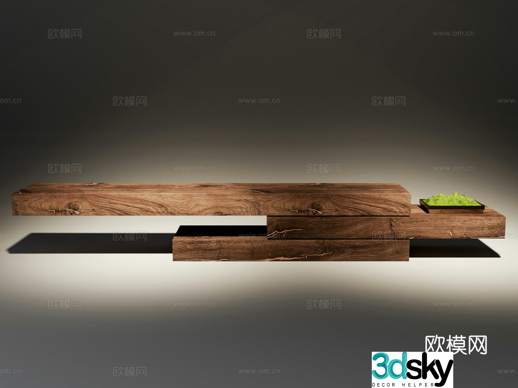 Modern solid wood bench, landscape bench, public bench 3d model