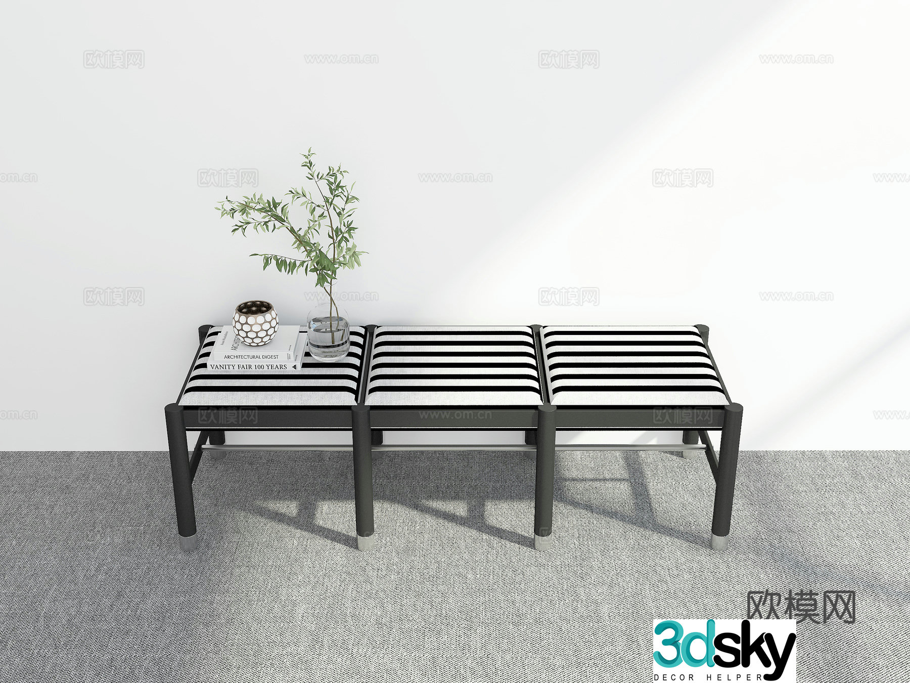 Modern bed stool 3d model