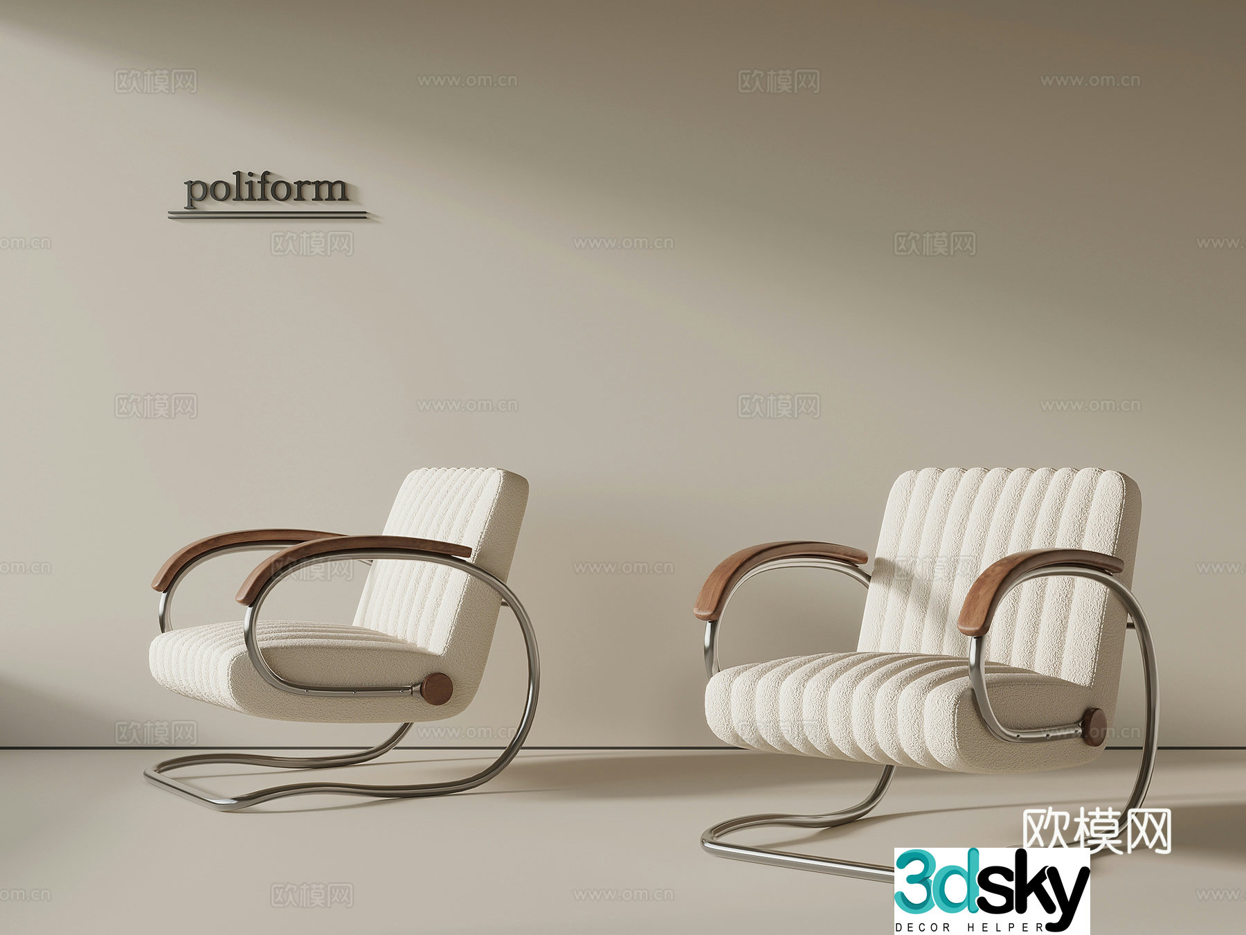 Medium style leisure chair 3d model