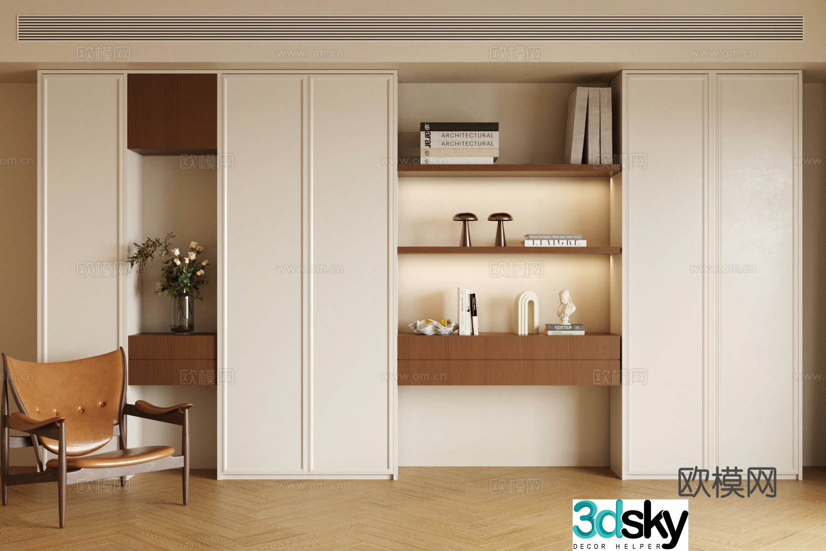 New Chinese style log decorative cabinet whole row of decorative cabinet log style decoration cabinet living room decoration cabinet storage 3D model