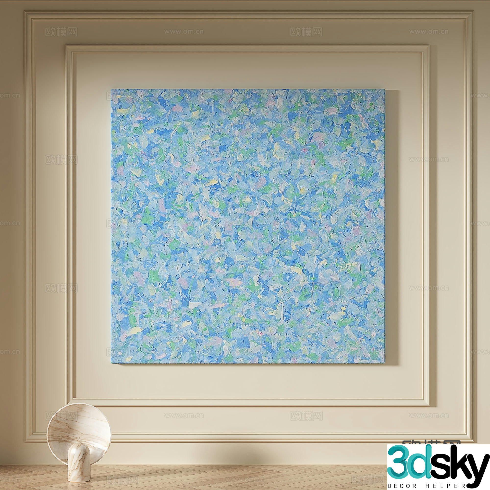 Modern simple texture abstract light luxury wasabi three-dimensional decorative painting 3d model
