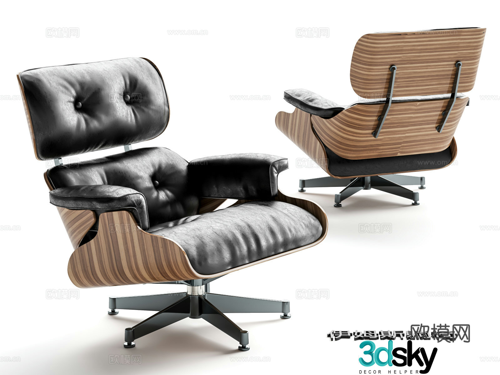 Eames recliner leather office chair training chair office chair 3d model
