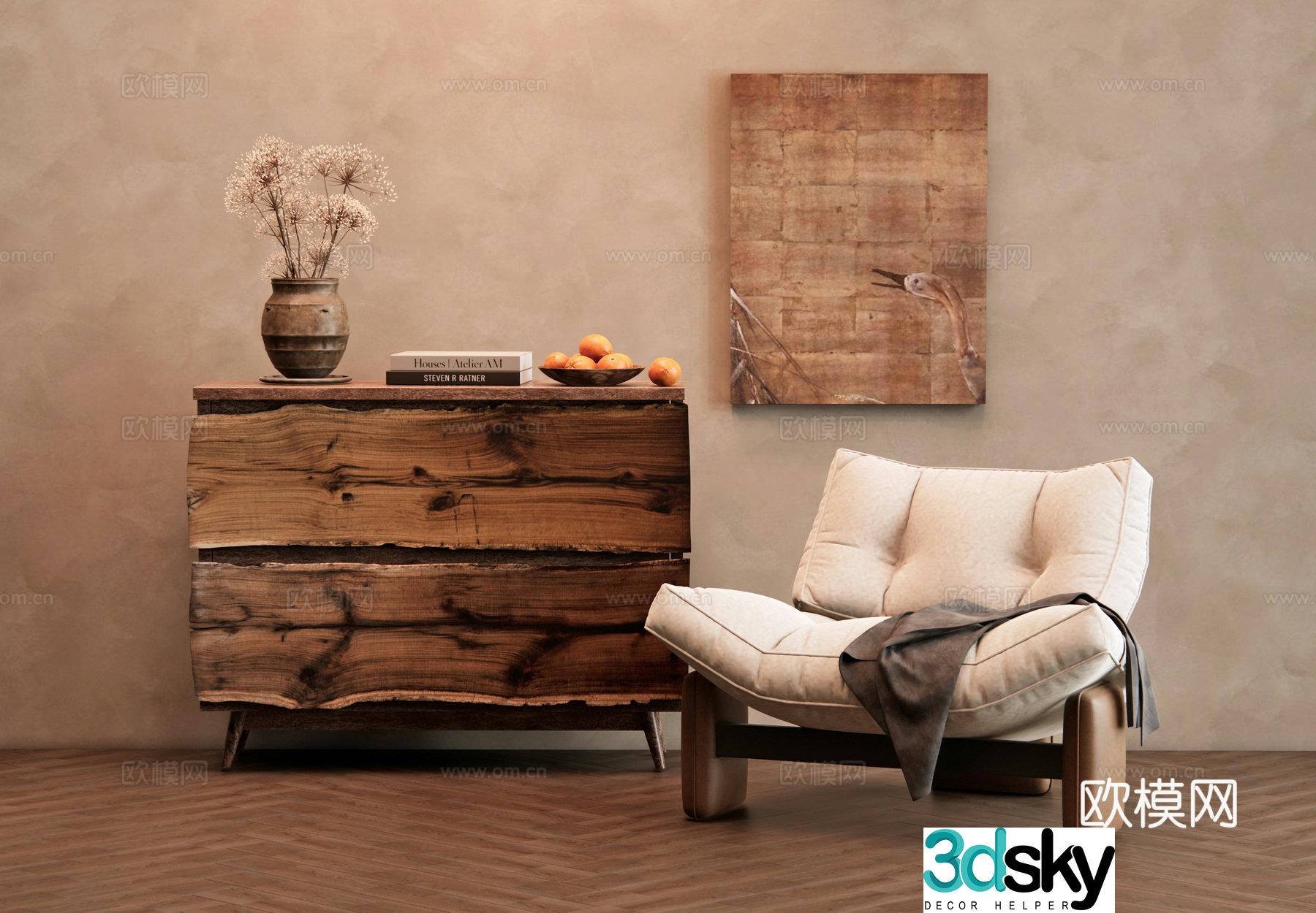 Wasabi Entrance Cabinet Leisure Chair Decoration Cabinet Leisure Single Chair Single Sofa Decorative Drawing 3D Model