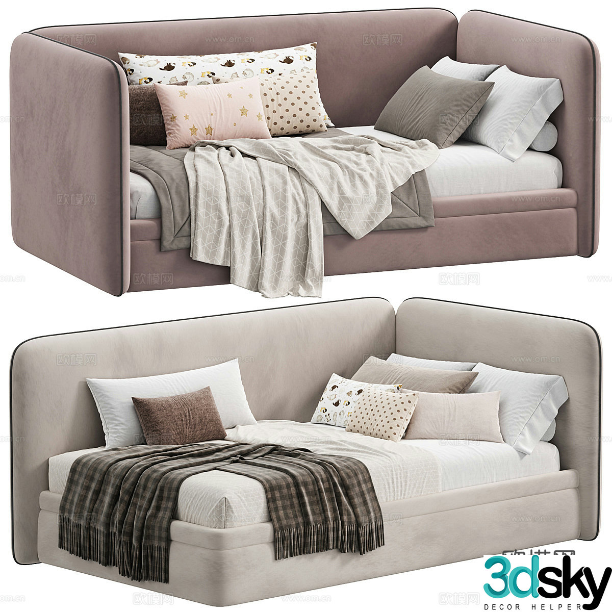 Modern Italian children’s fabric sofa bed 3d model