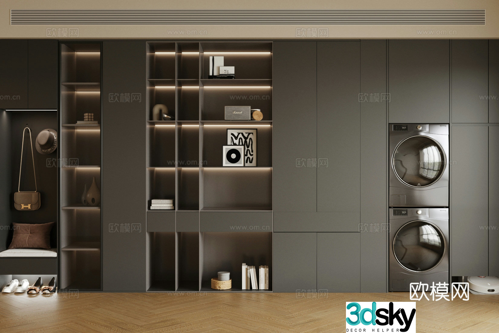 Modern Italian storage cabinet living room glass decoration cabinet light luxury Italian decoration cabinet glass door storage cabinet 3D model