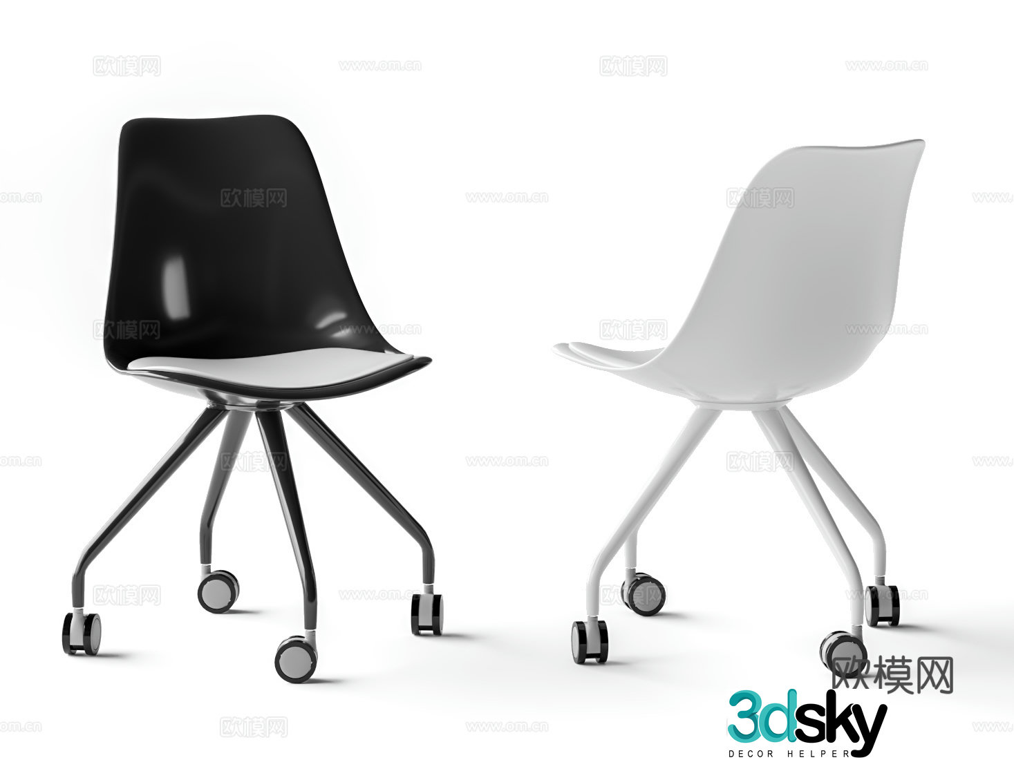 Minimalist office chair training chair wheelchair 3d model