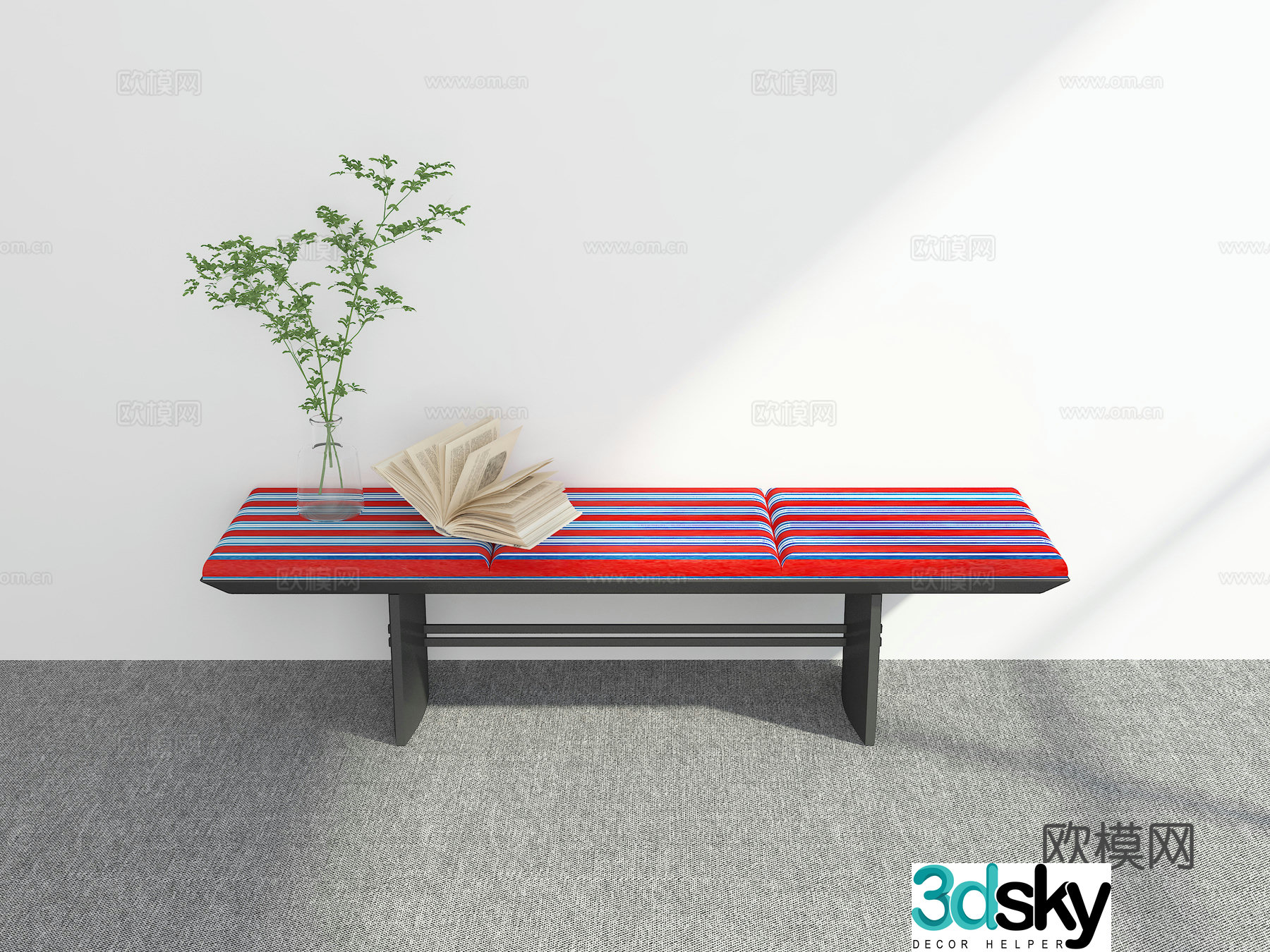 Modern bed stool 3d model