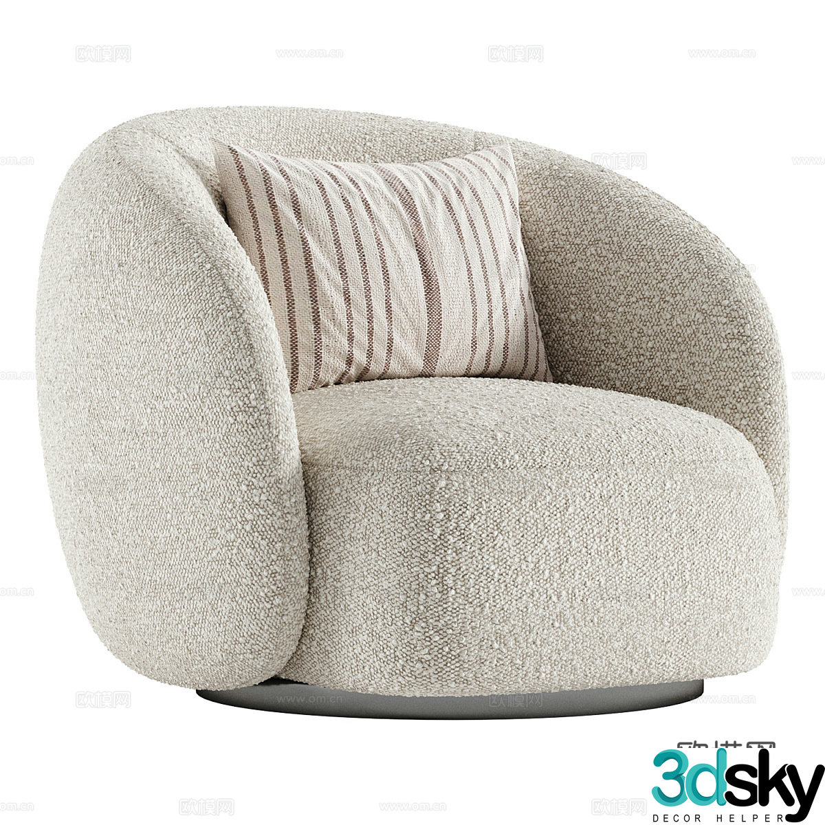 Modern Italian Cream Armchair 3d Model