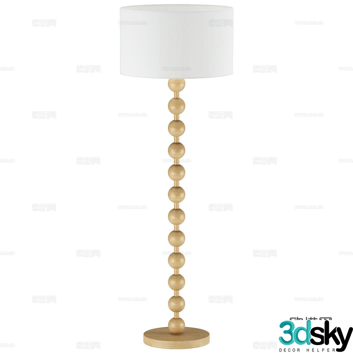 New Chinese style log style decorative floor lamp 3D model