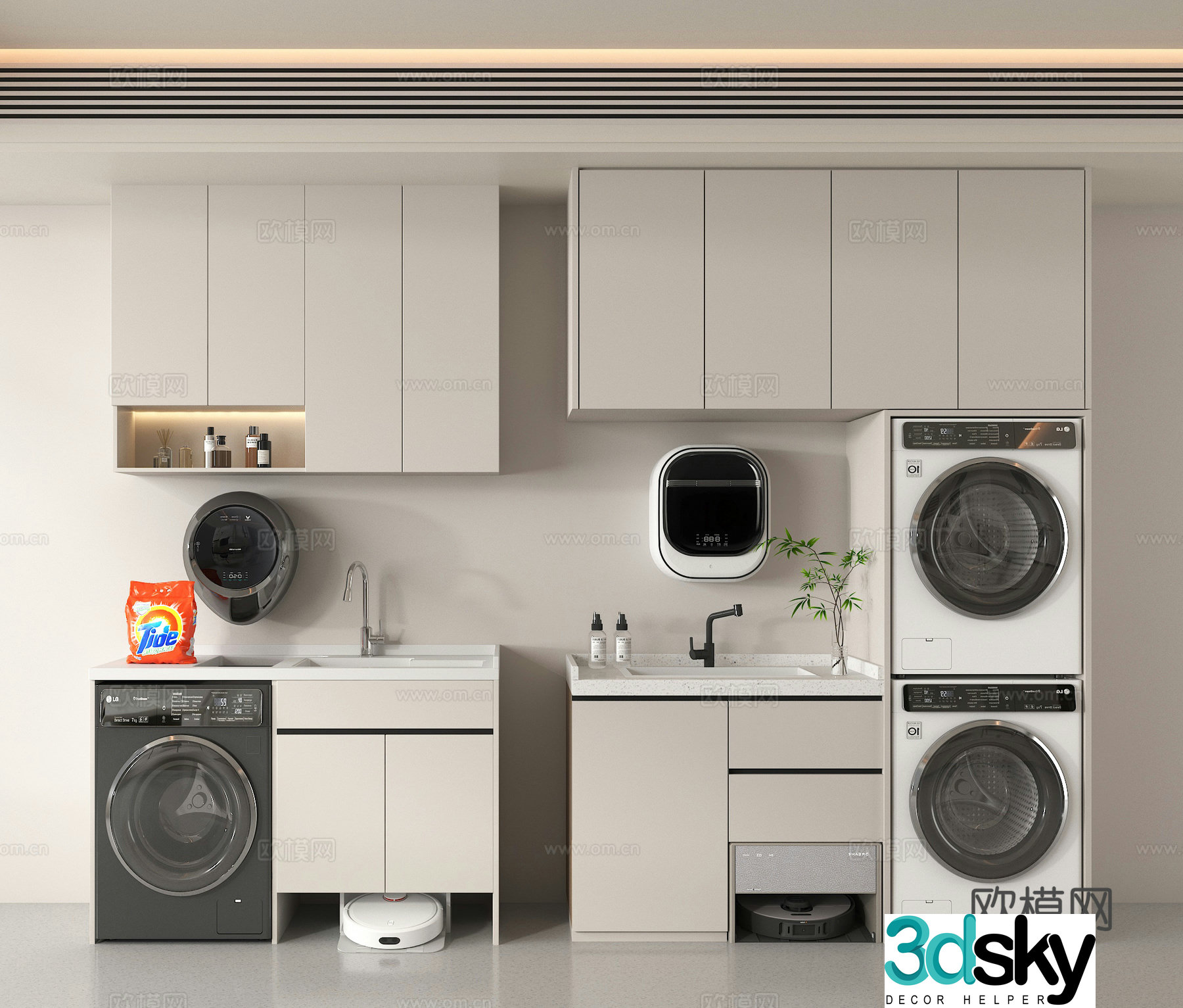Washing cabinet all-in-one drying machine wall-mounted washing machine sweeping robot 3D model