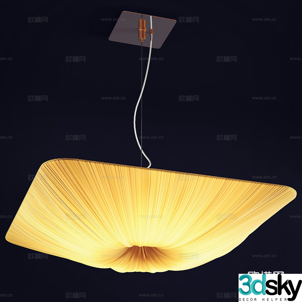 New Chinese style light luxury fabric decorative chandelier 3D model