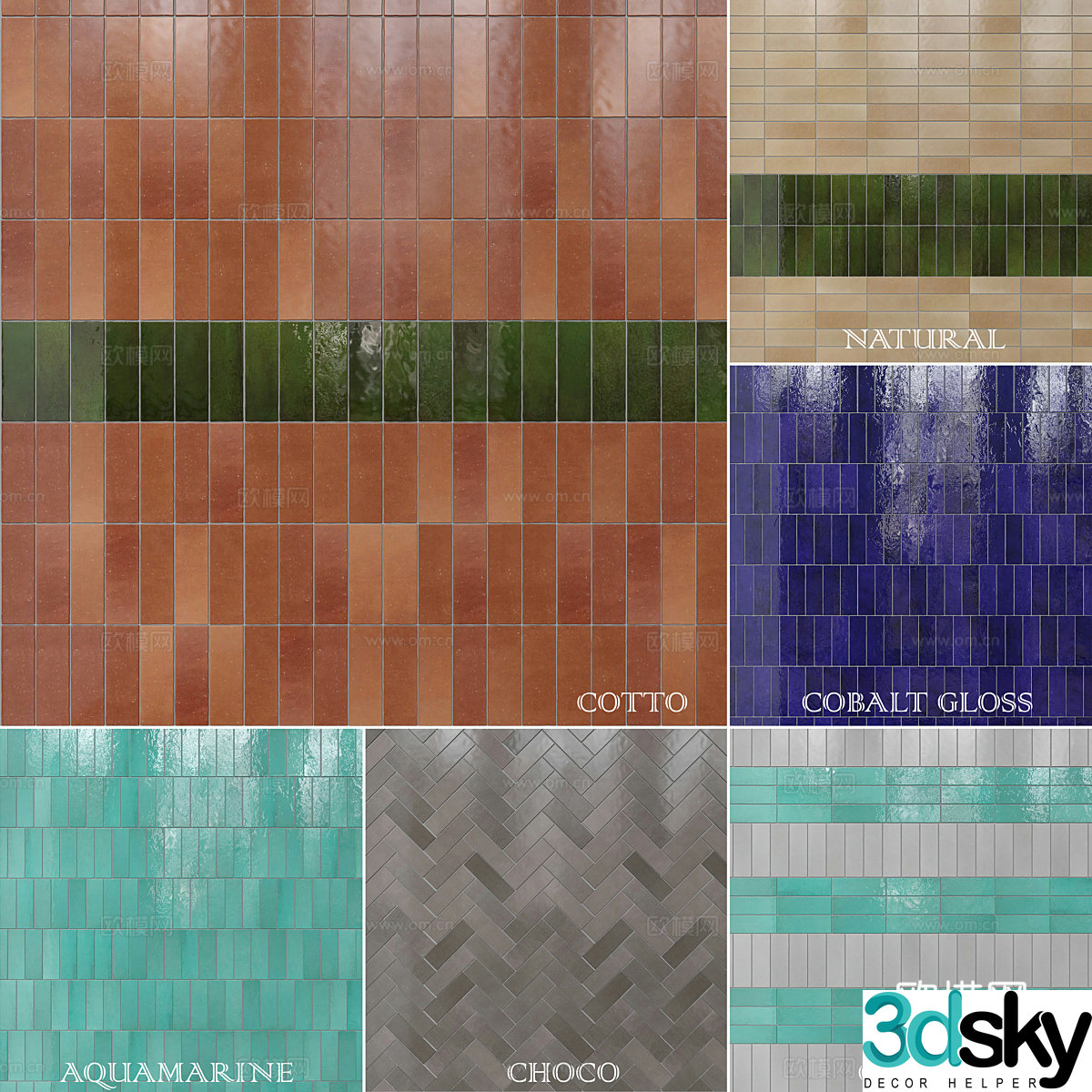 Modern cream style ceramic tiles flower tiles mosaic tiles 3d model