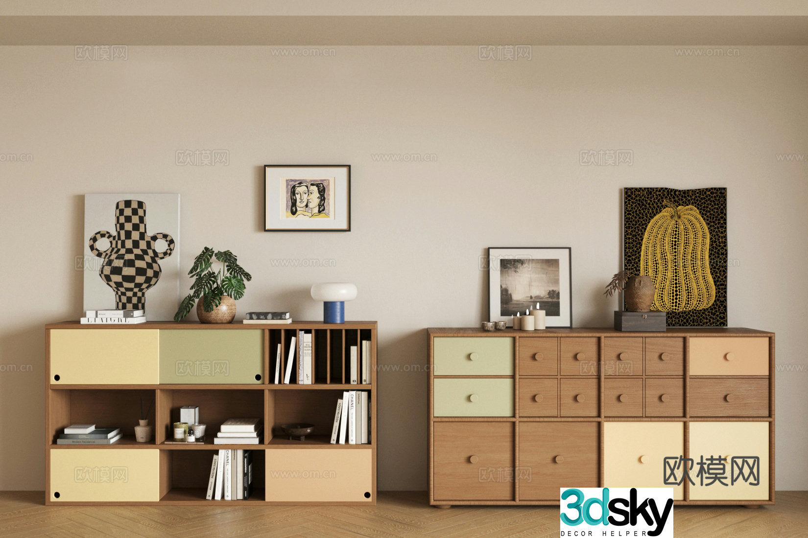 Middle-aged style chest of drawers retro style porch cabinet low cabinet low bookcase decorative cabinet side cabinet storage cabinet 3D model