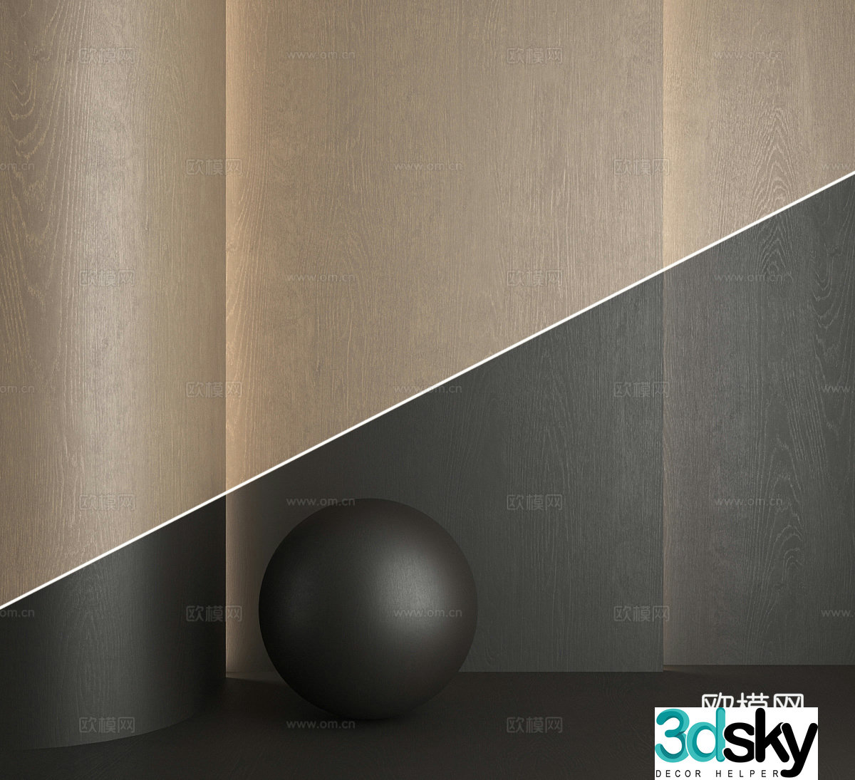 Wood veneer wall decorative wall panel wall panel 3d model