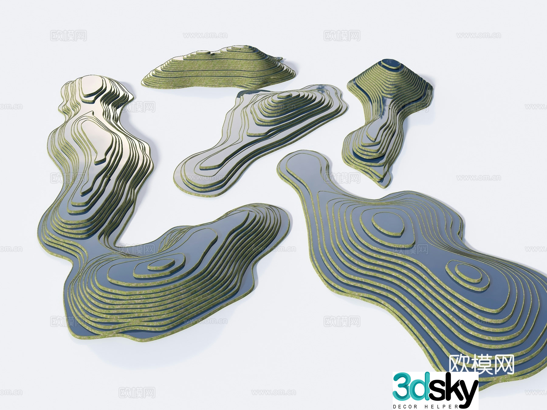 Terraces Contour Mountains Terraces Mountains Mountains C Terraces Terrain Modern Mountains 3D Model