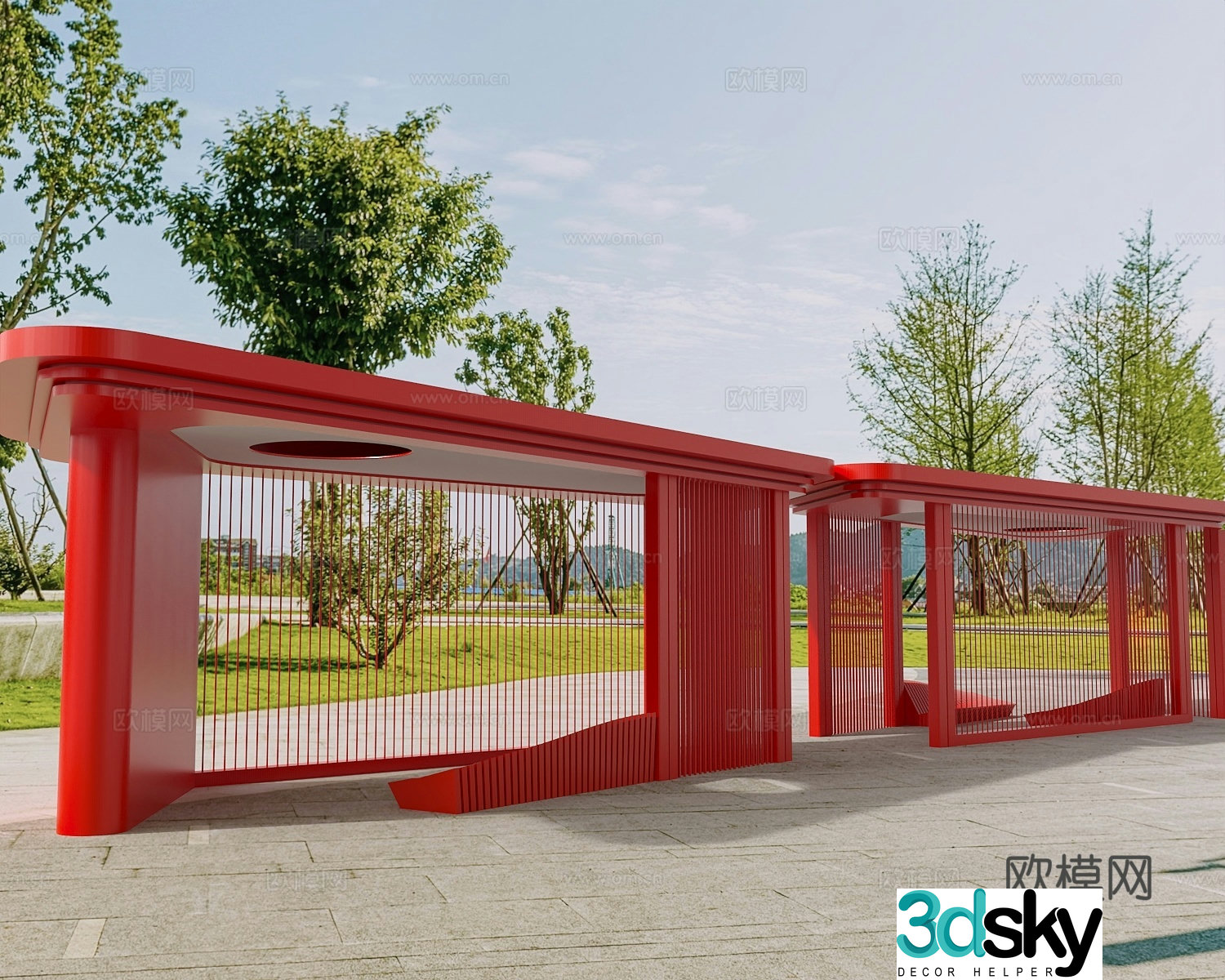 Public chair Park chair Park leisure chair Park view 3d model