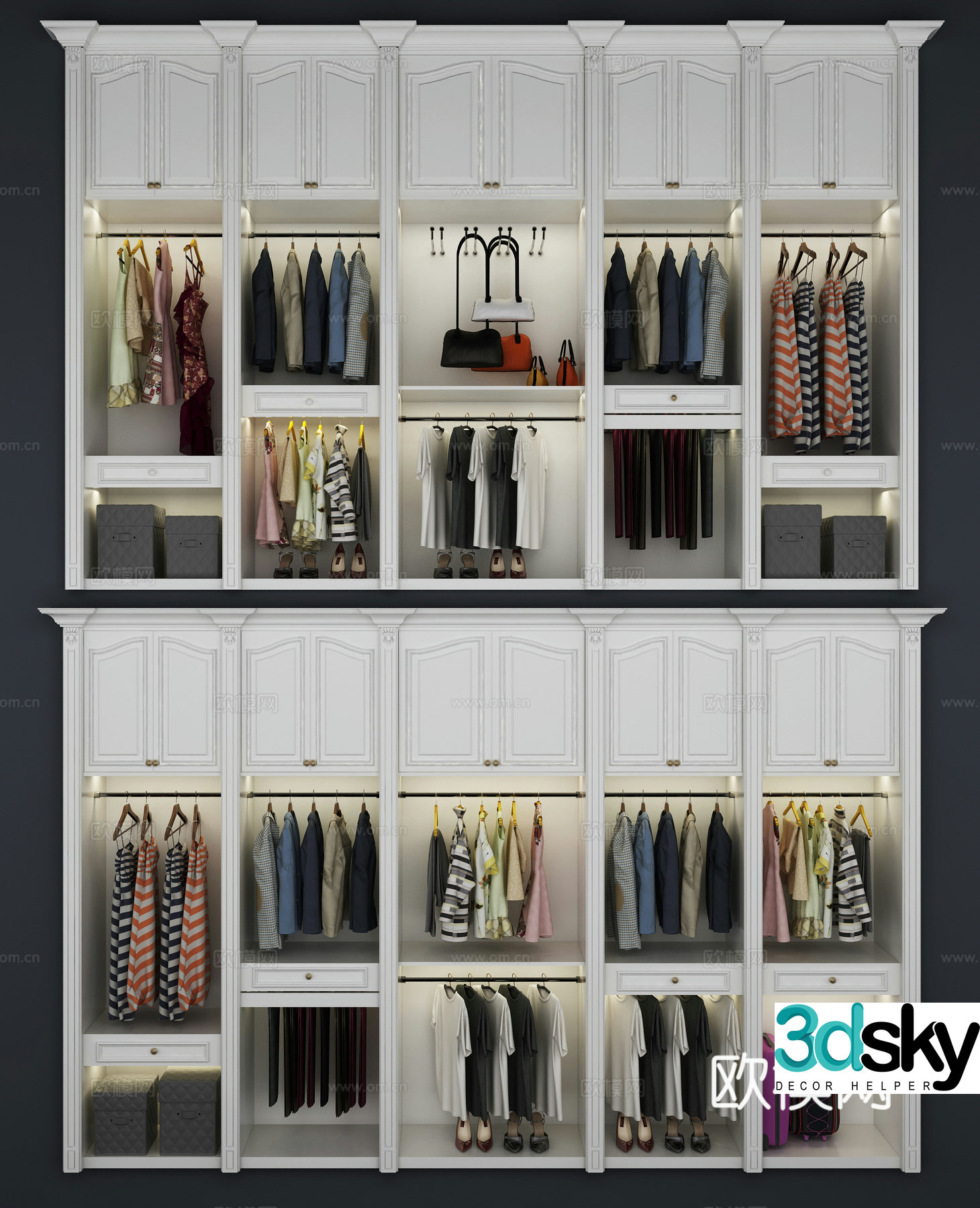 European style wardrobe combination 3D model
