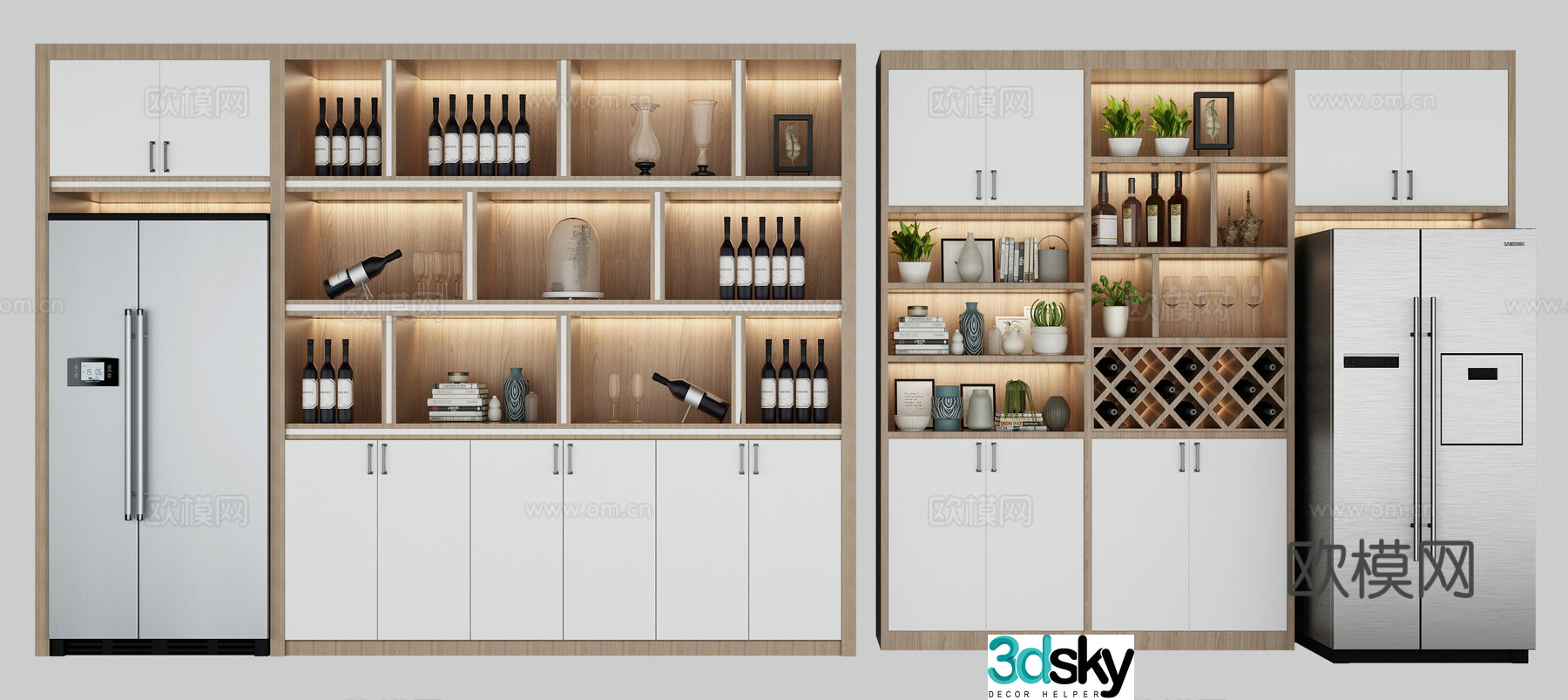 Nordic wine cabinet combination 3D model