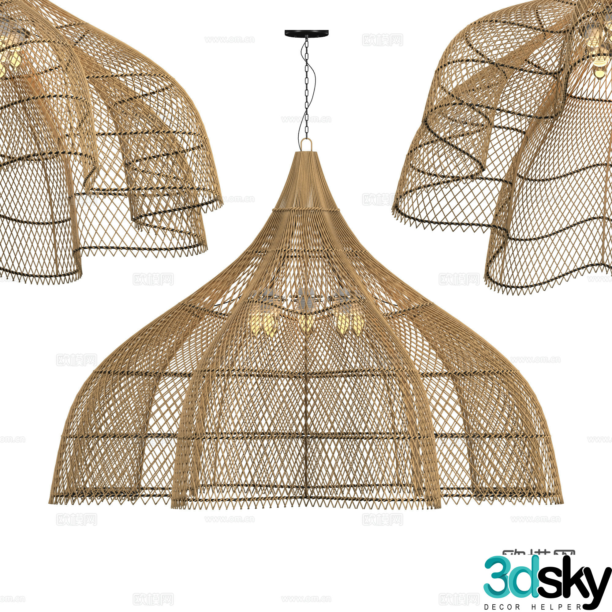 New Chinese style wasabi decorative chandelier 3D model